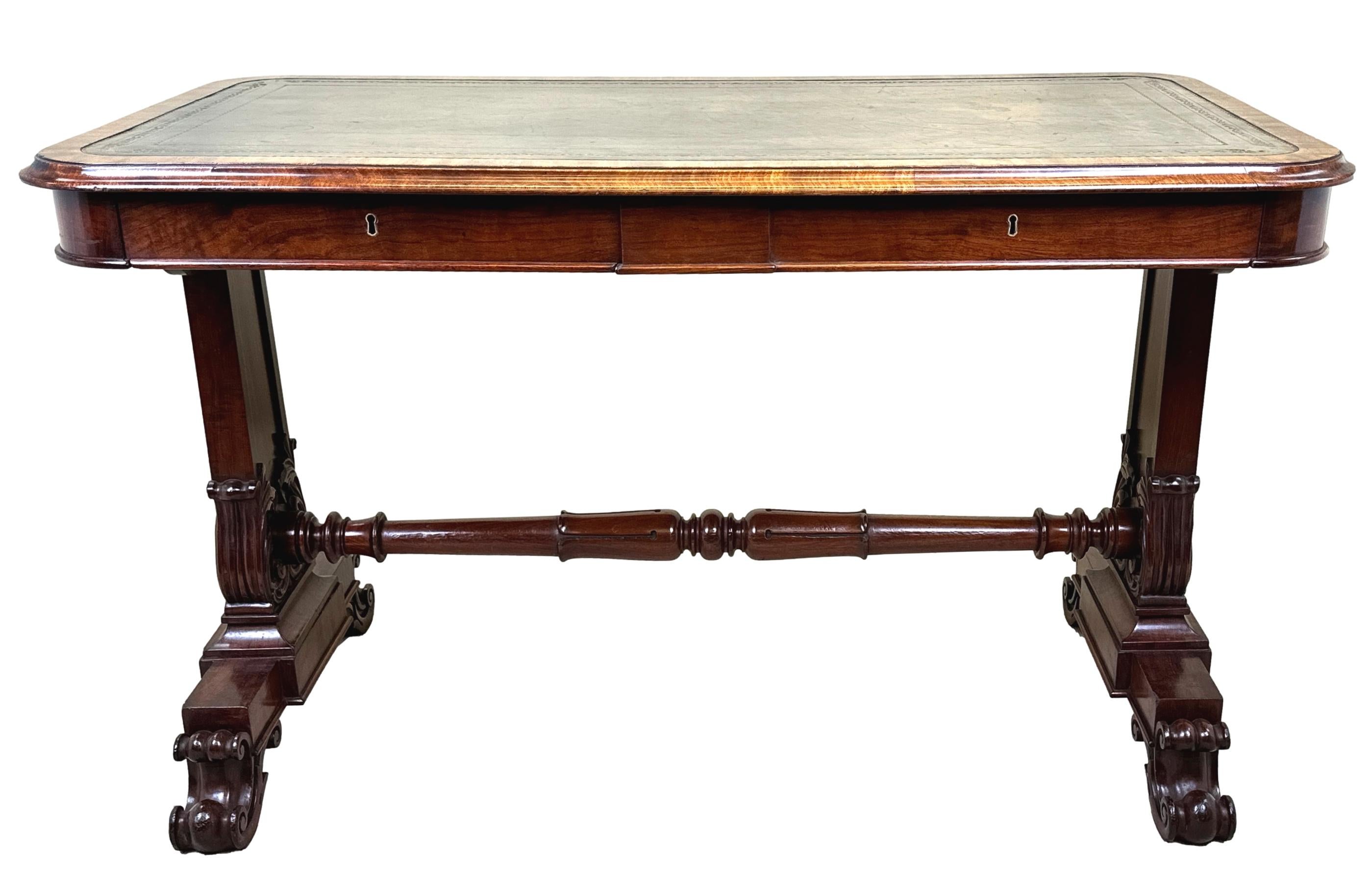 Regency Mahogany End Support Library Table For Sale 8