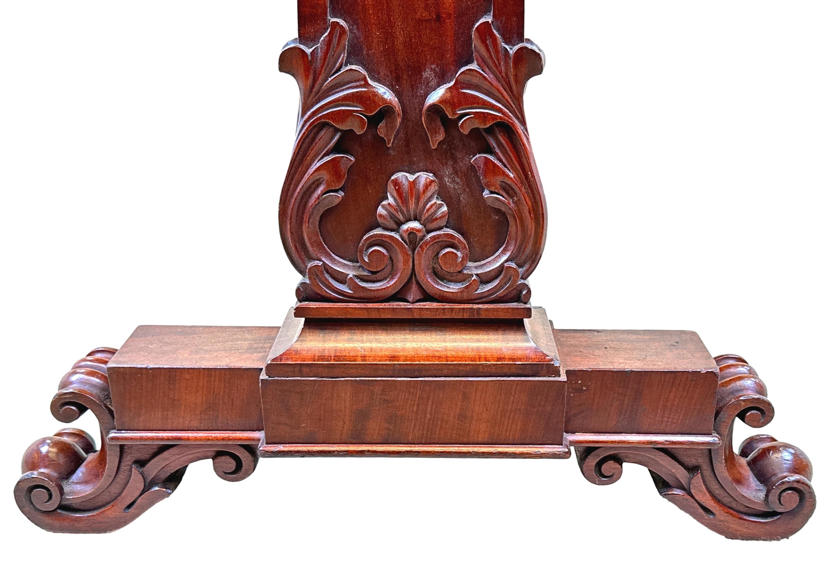 19th Century Regency Mahogany End Support Library Table For Sale