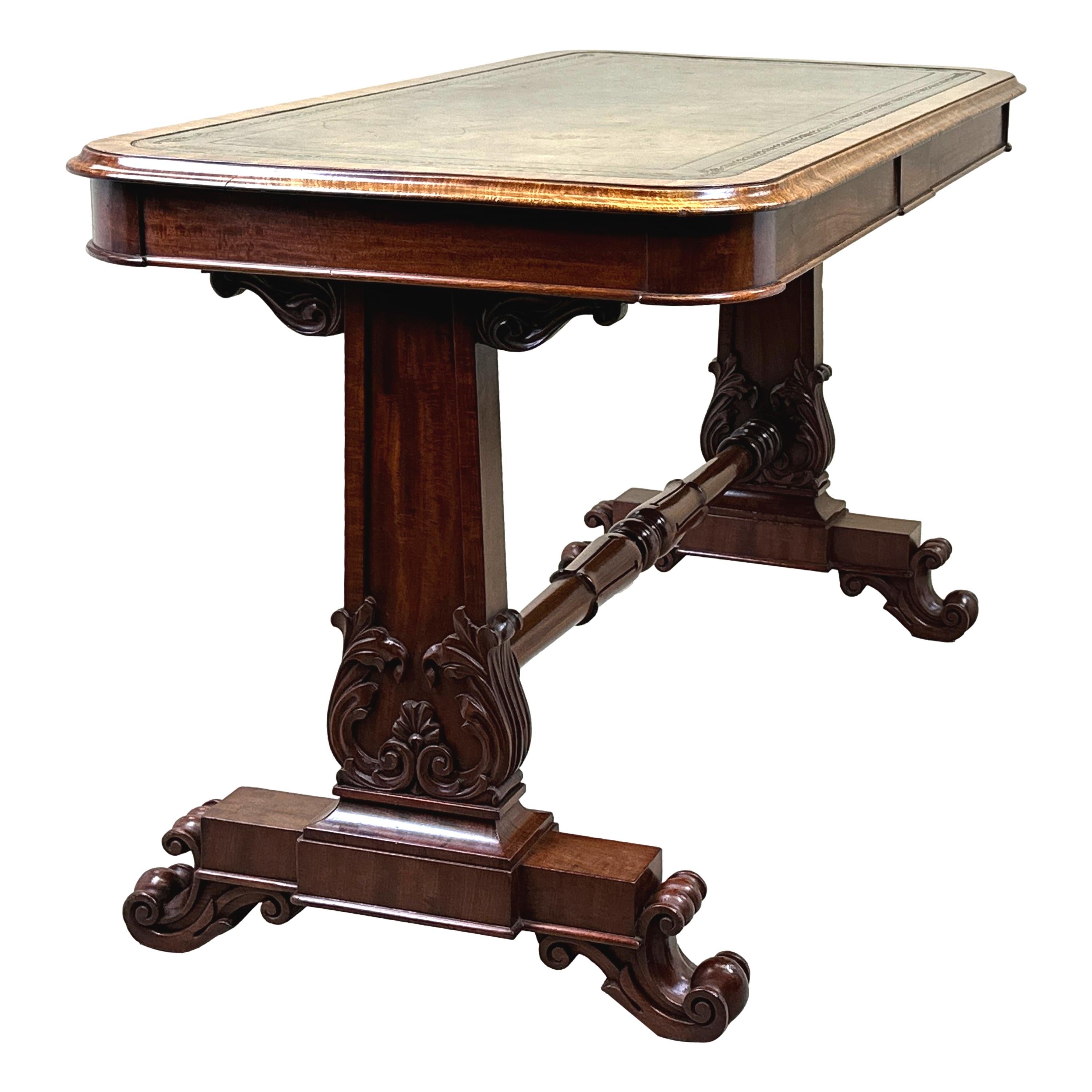 Regency Mahogany End Support Library Table For Sale 1