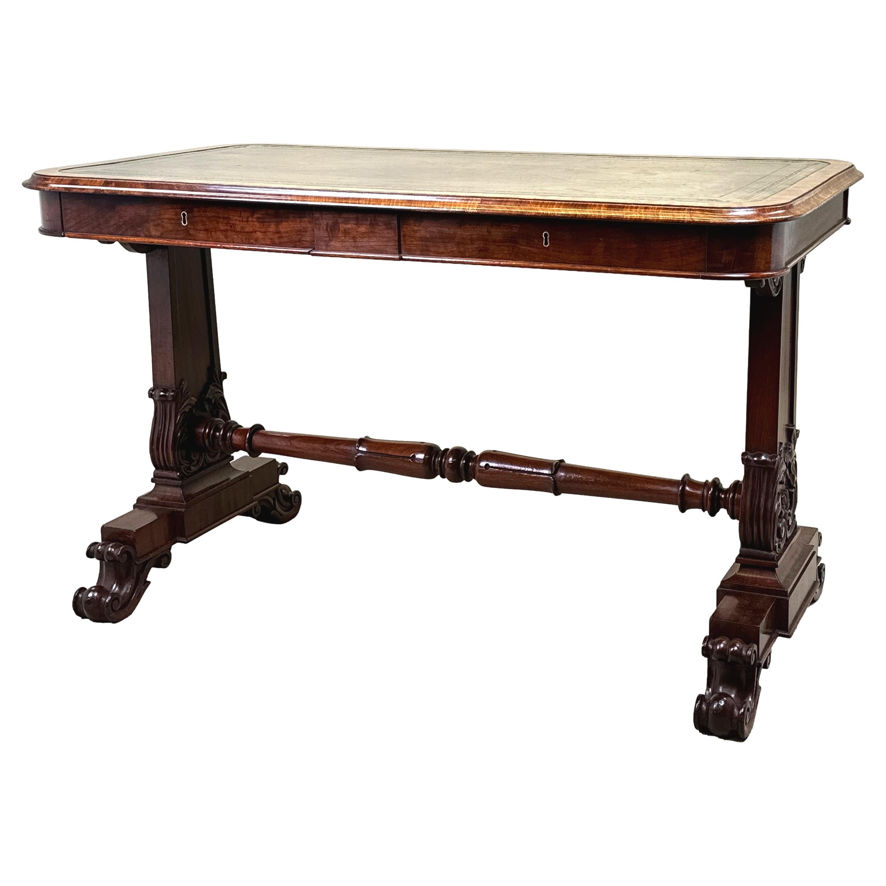 Regency Mahogany End Support Library Table For Sale