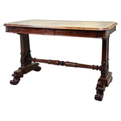 Antique Regency Mahogany End Support Library Table