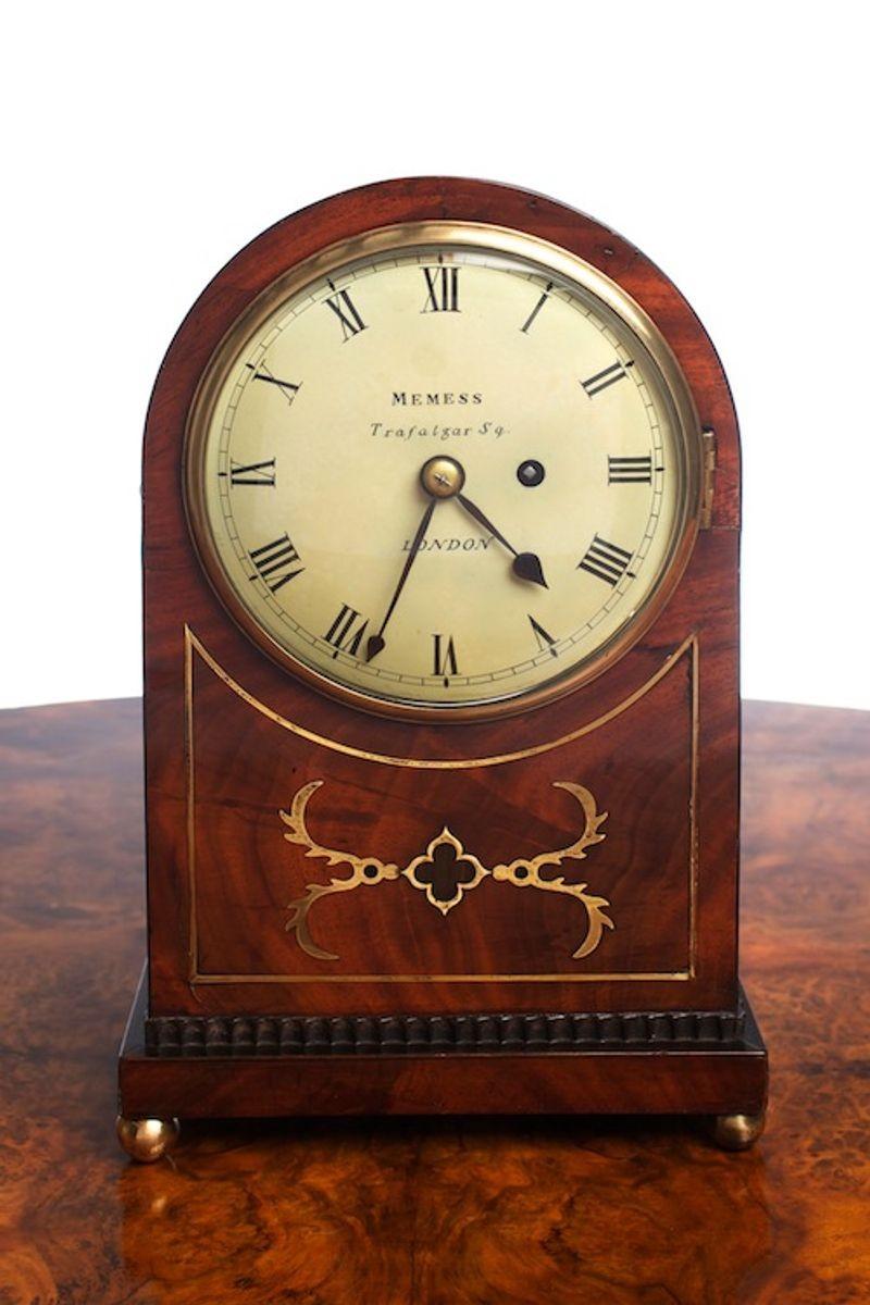 Regency Mahogany English Fusee Bracket Clock by Memmes, London In Good Condition For Sale In Norwich, GB