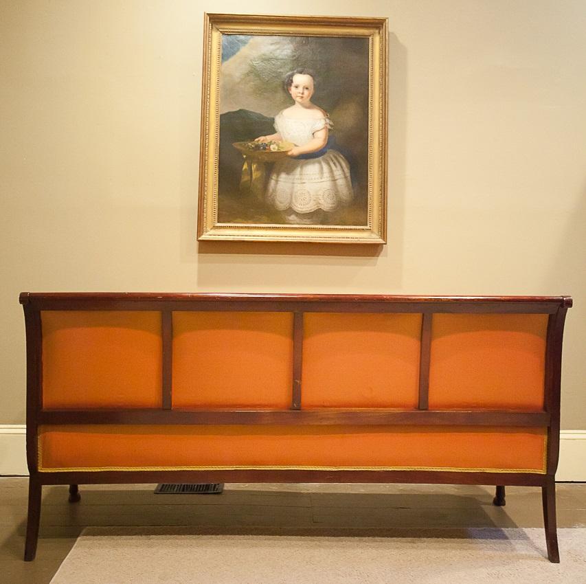 Silk Regency Mahogany Frame Sofa, England, Circa 1815 For Sale