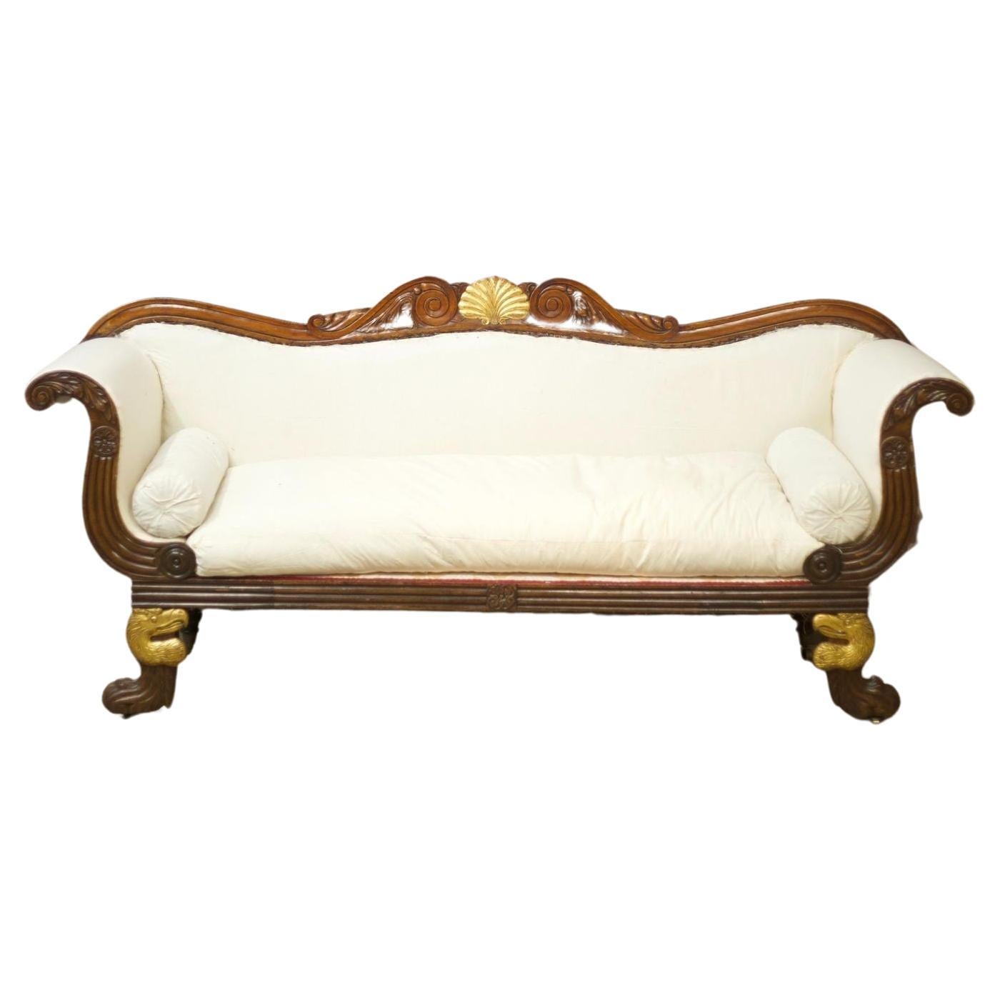 Regency Mahogany Framed Sofa with Dodo Head Detail