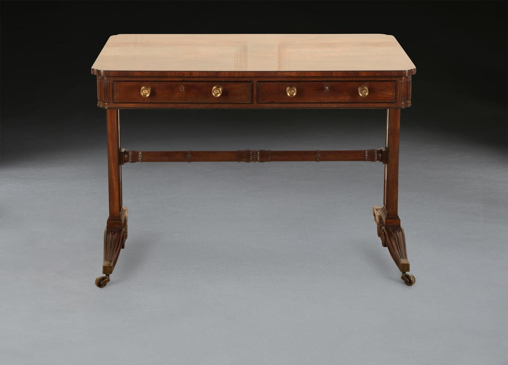 Carved Regency Mahogany Freestanding Library Table