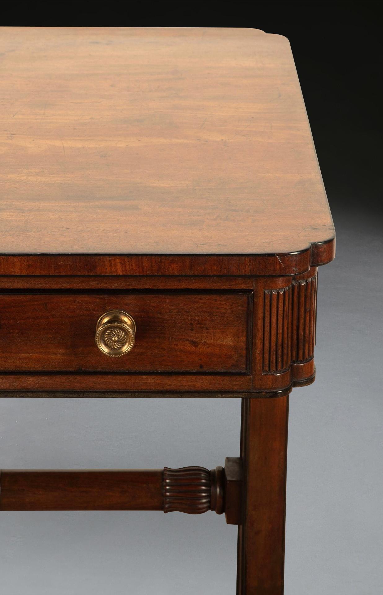 Brass Regency Mahogany Freestanding Library Table