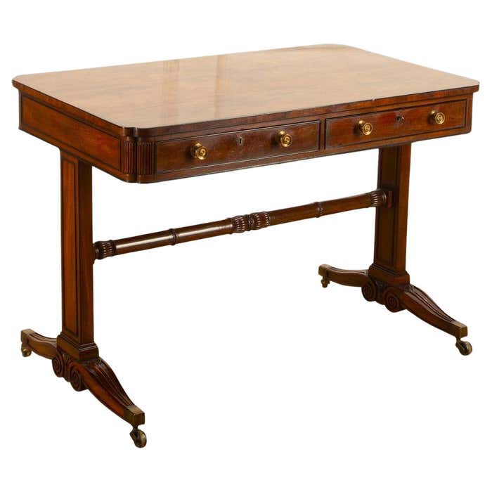 Regency Mahogany Freestanding Library Table For Sale at 1stDibs