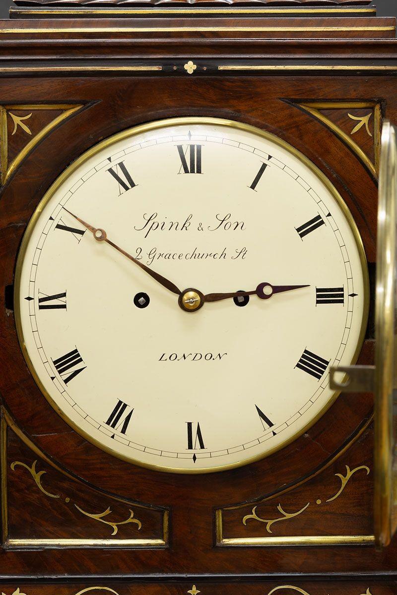 English Regency Mahogany Fusee Bracket Clock by Spink & Son, London