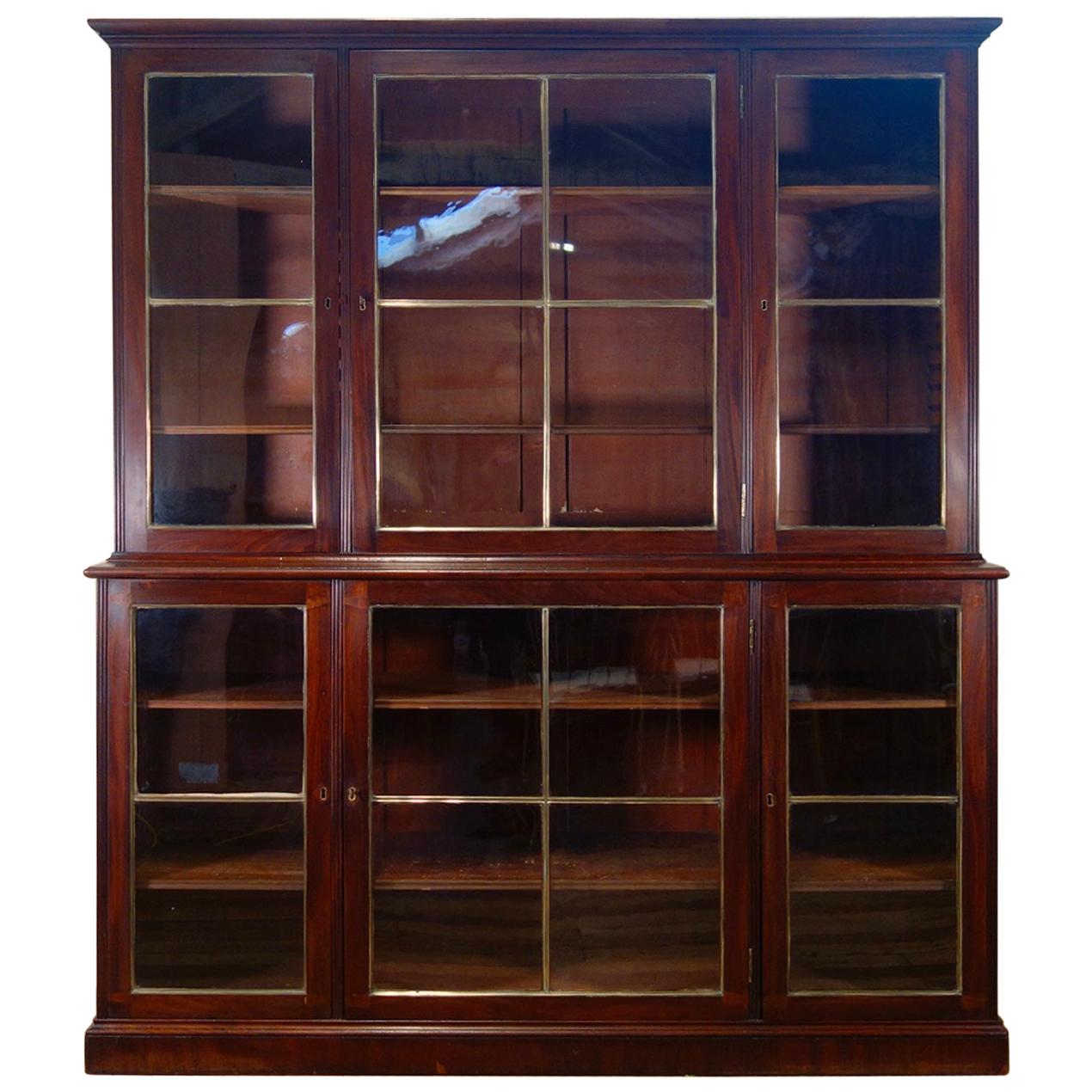Regency Mahogany Glazed Library Bookcase, Parcel-Gilt