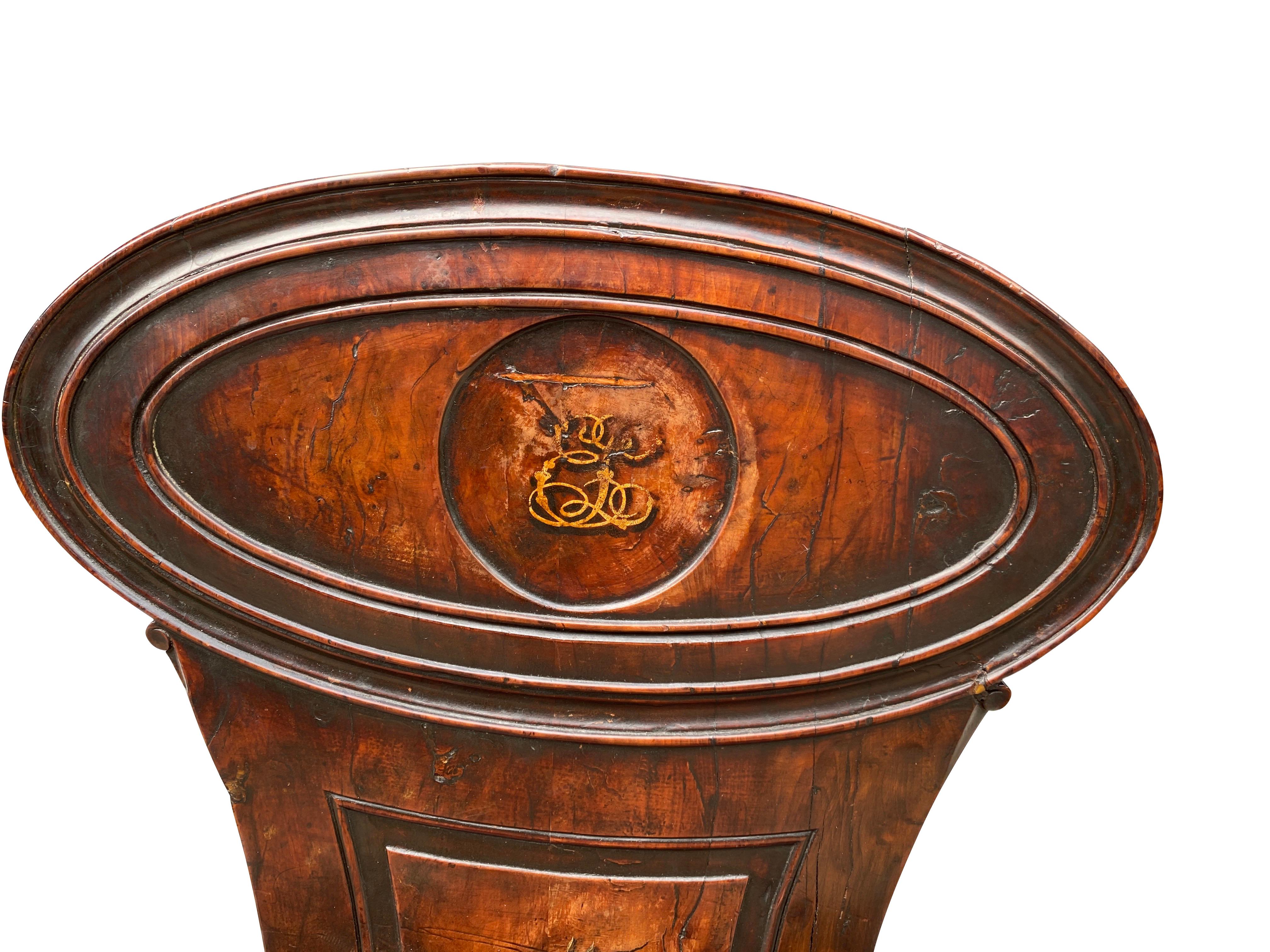 Yew Regency Mahogany Hall Chair with Armorial Crest For Sale
