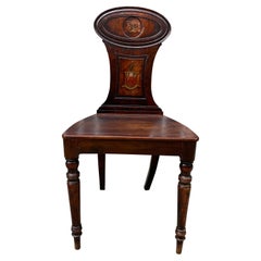 Regency Mahogany Hall Chair with Armorial Crest