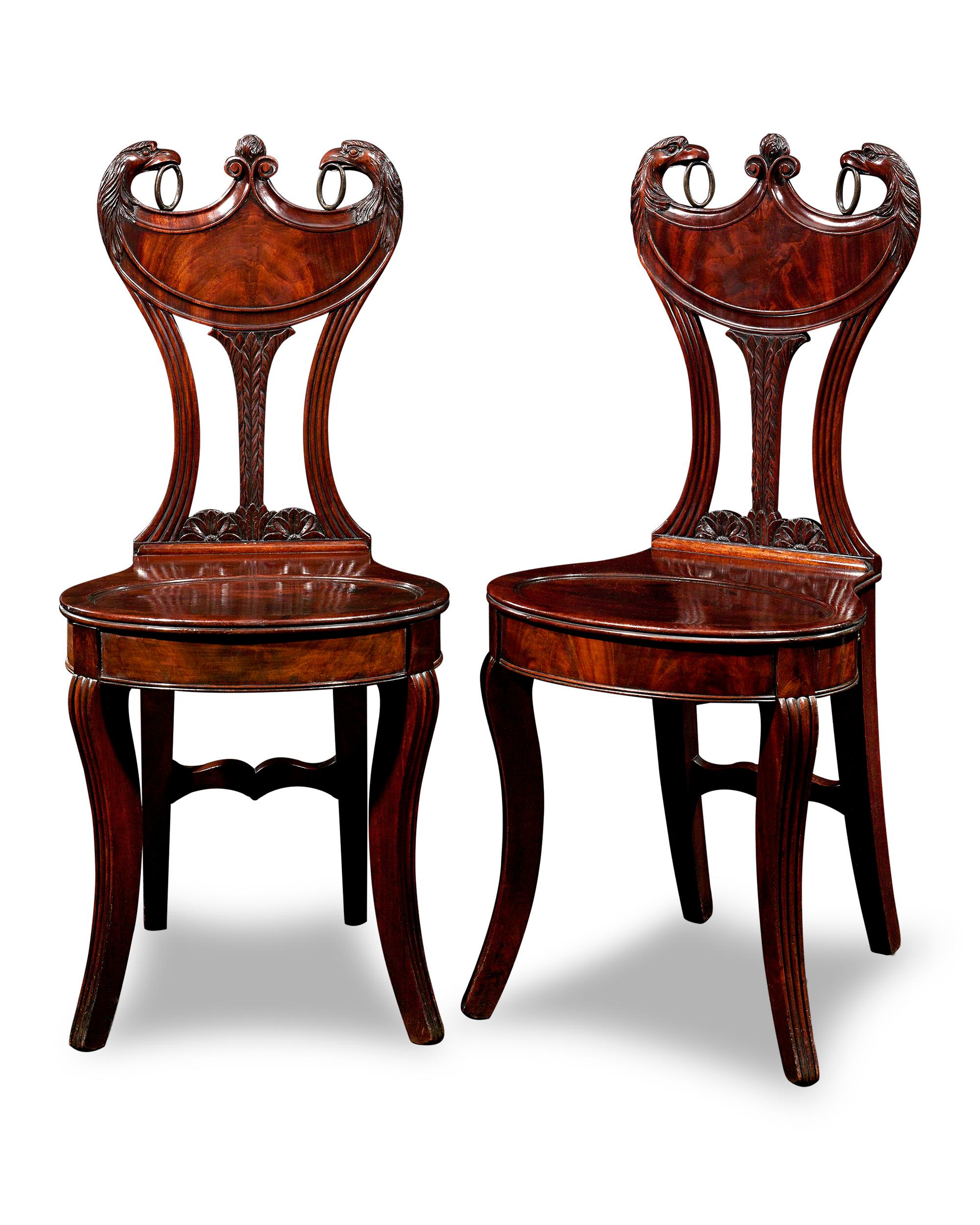 English Regency Mahogany Hall Chairs