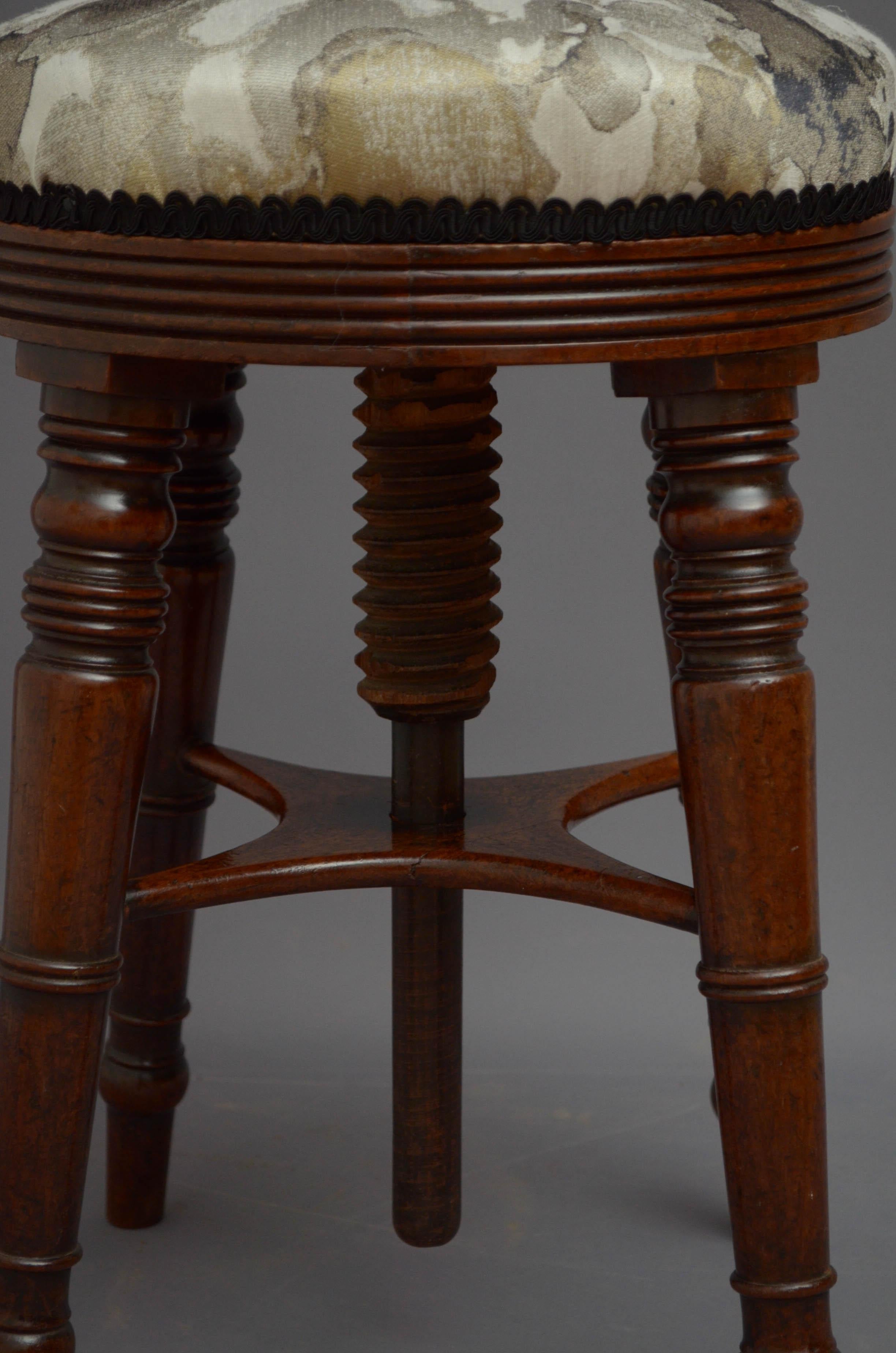 Early 19th Century Regency Mahogany Height Adjustable Stool For Sale
