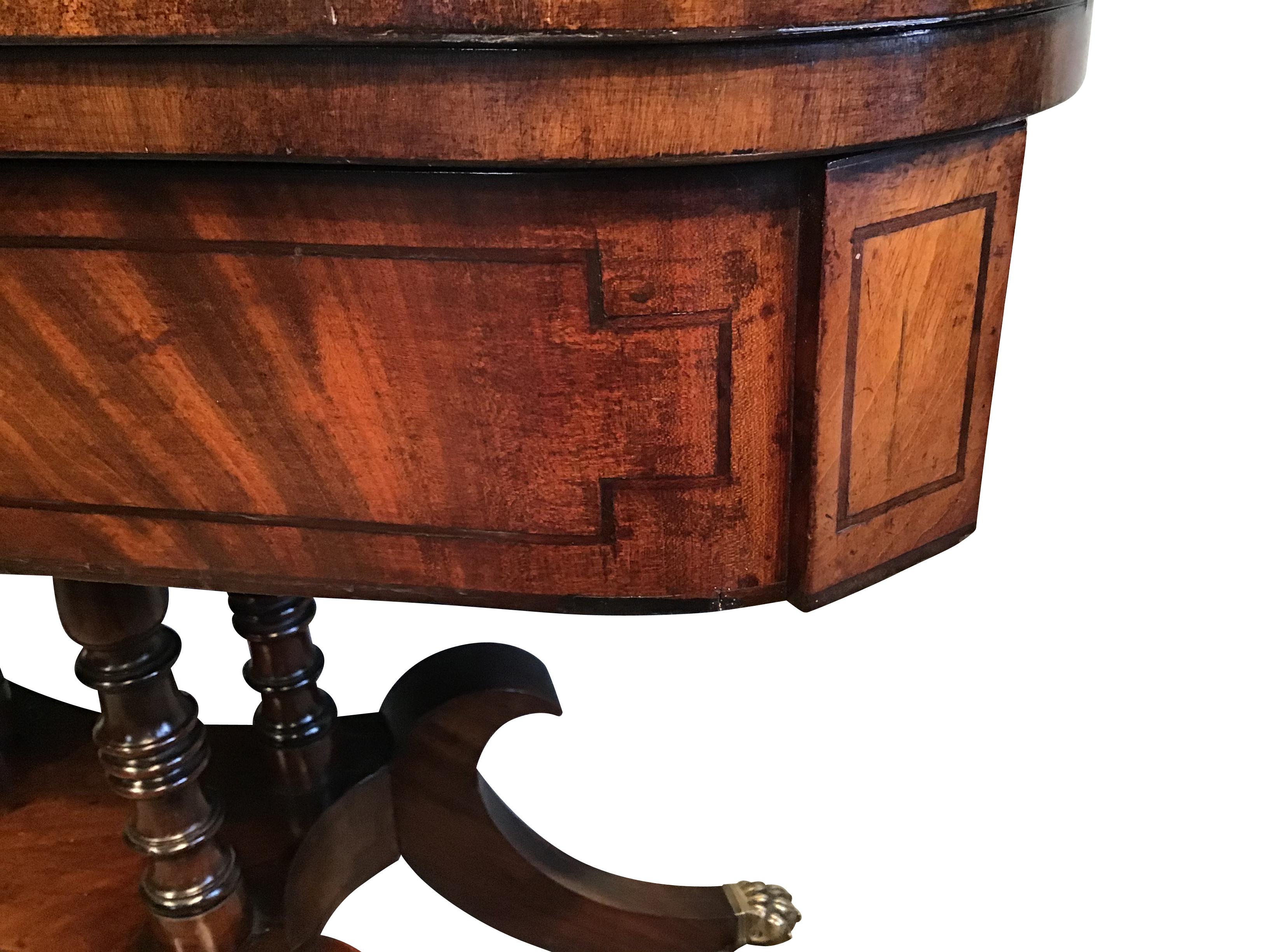 Regency Mahogany Inlaid Card Table en Bueno estado para la venta en Hook, GB