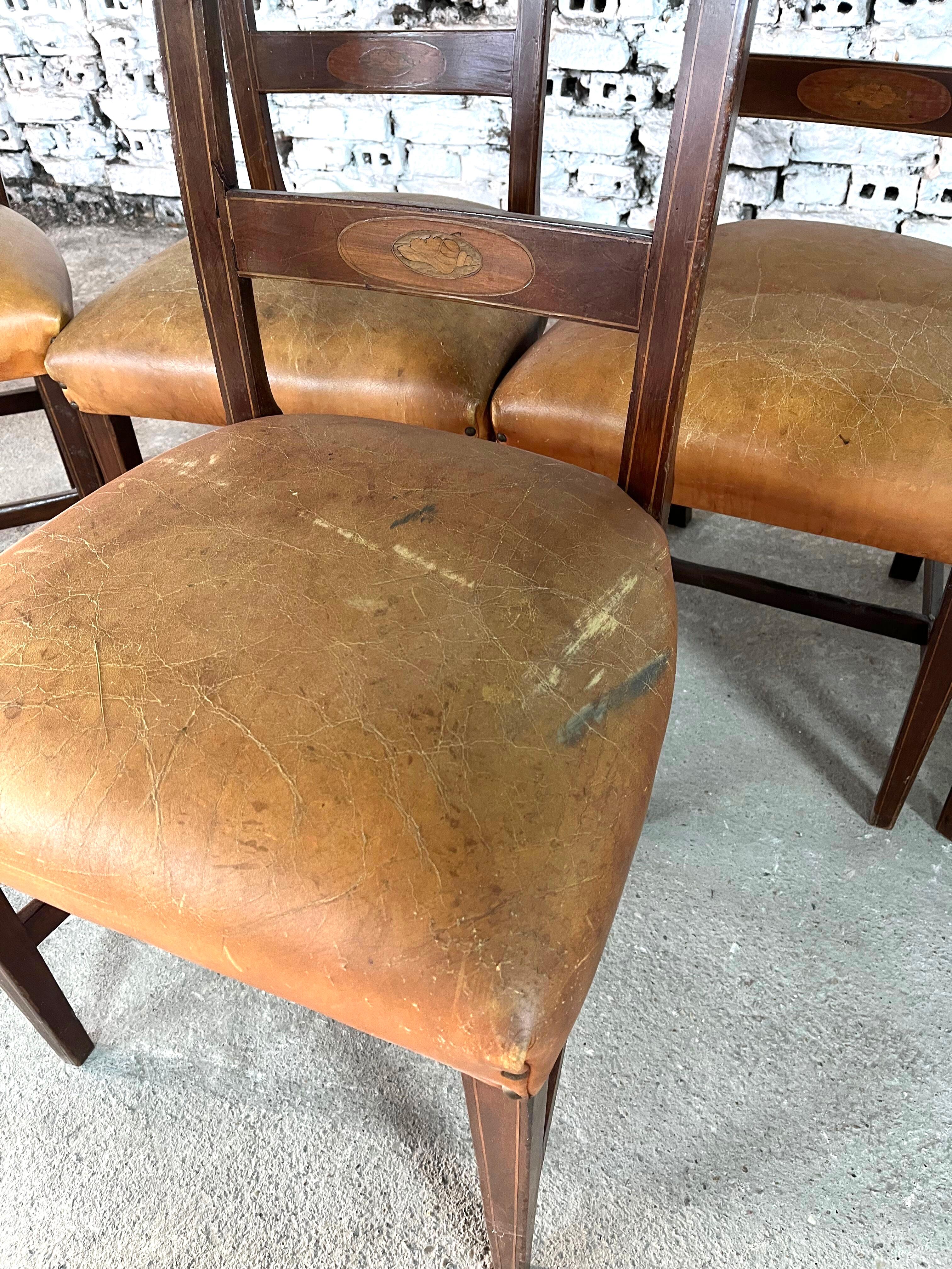 20th Century Regency Mahogany Leather Bar-Back Chairs – Set of 6 For Sale