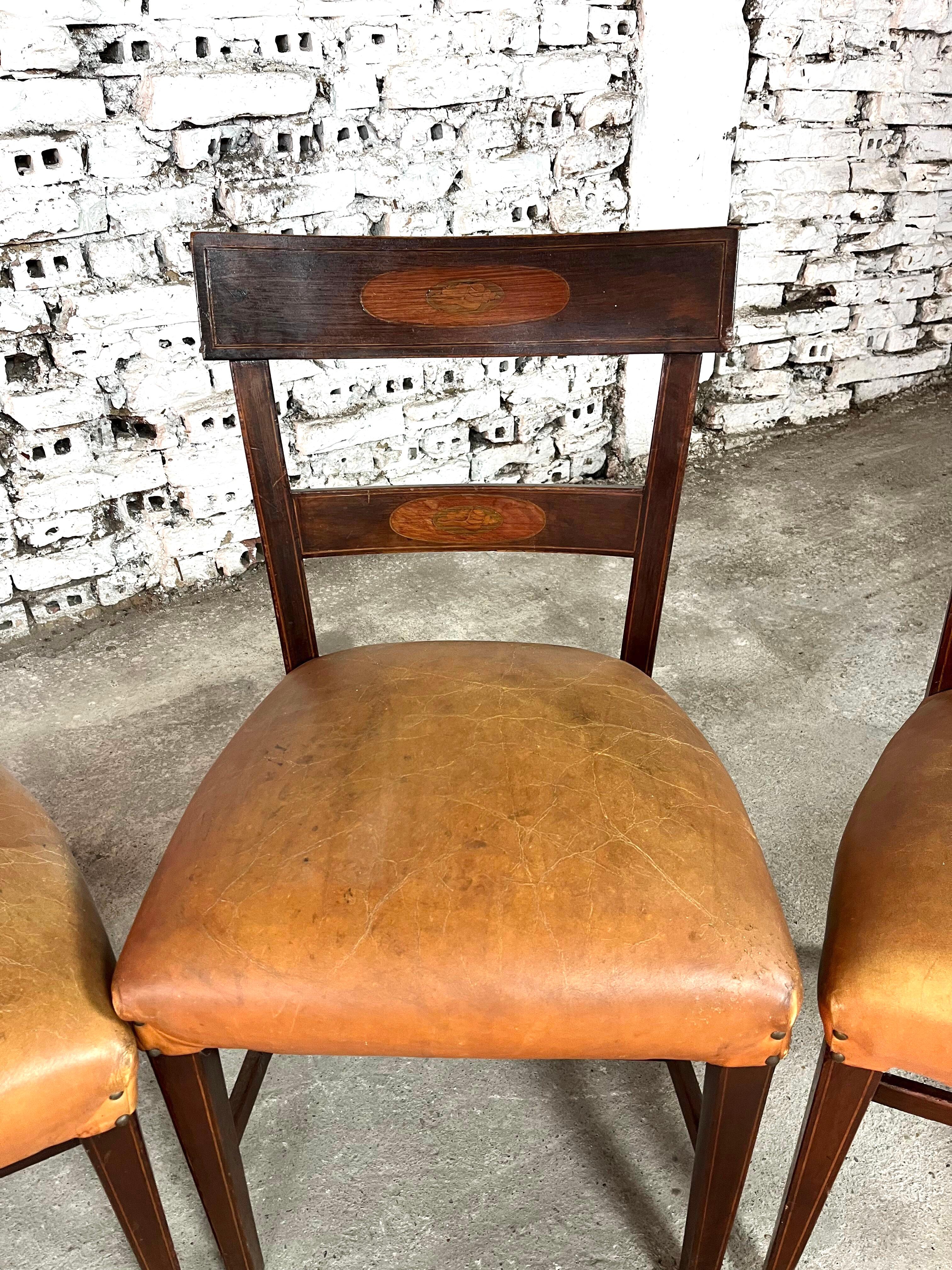 Regency Mahogany Leather Bar-Back Chairs – Set of 6 For Sale 1