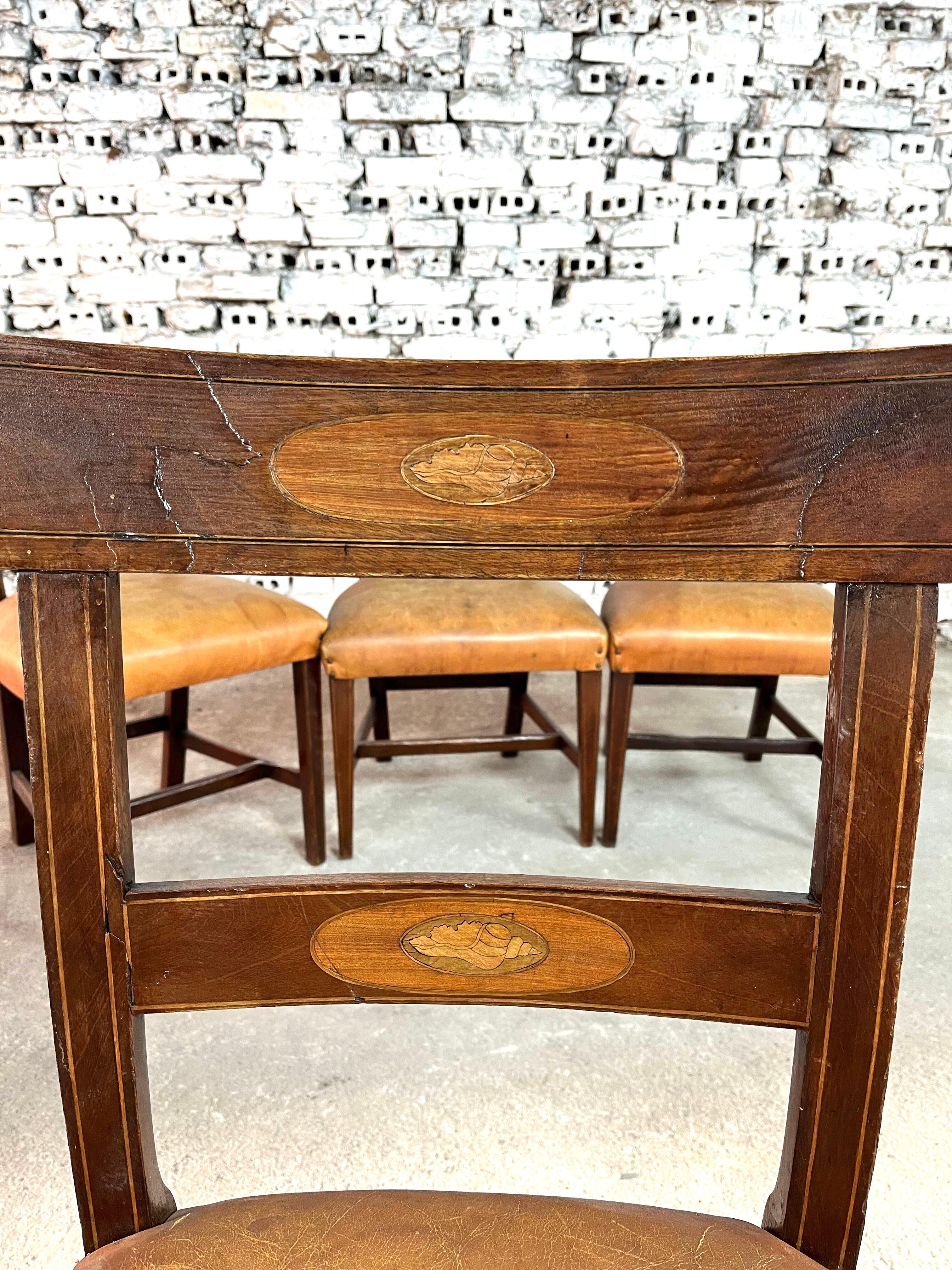 Regency Mahogany Leather Bar-Back Chairs – Set of 6 For Sale 2