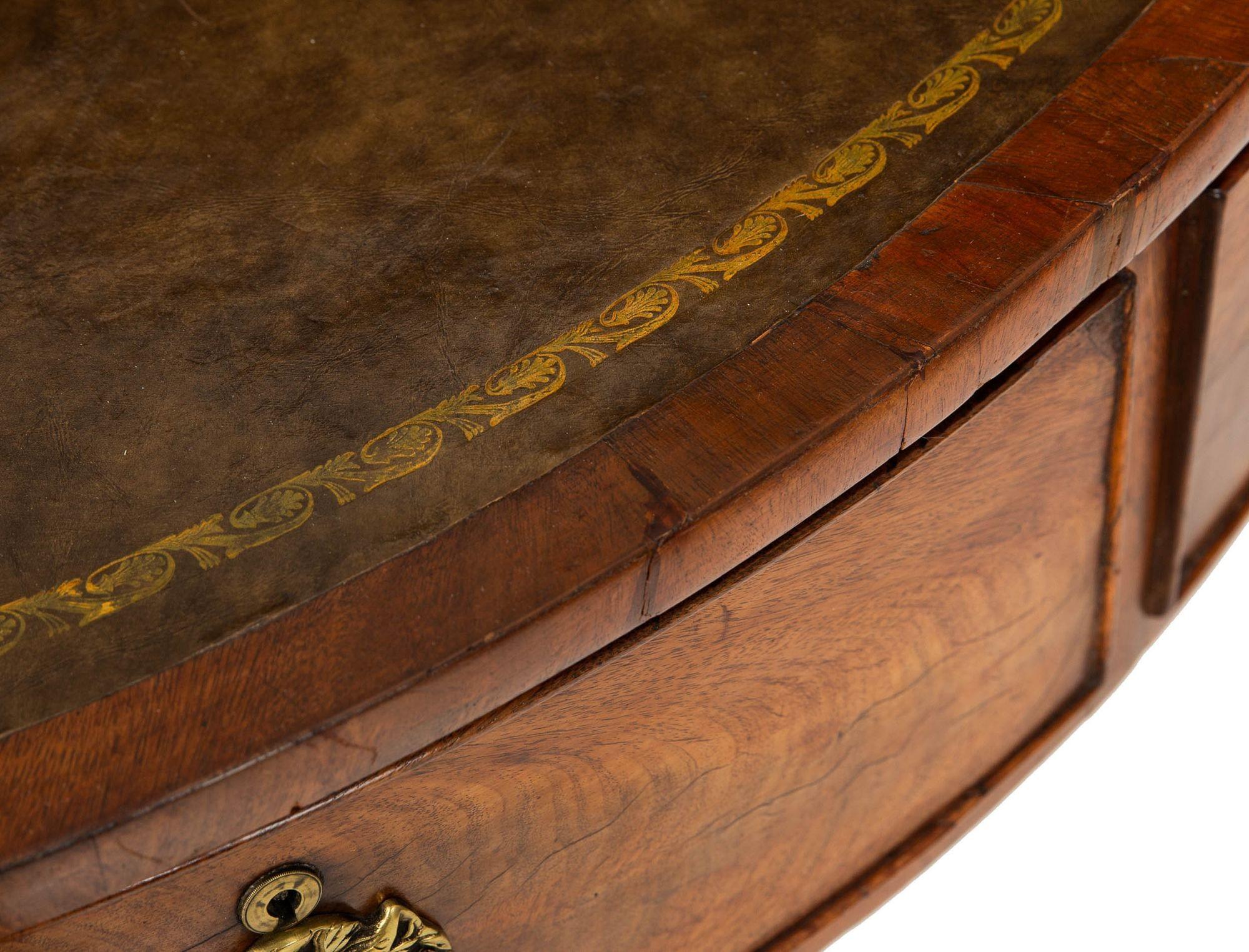 Regency Mahogany Leather Round Rent Drum Center Table 1