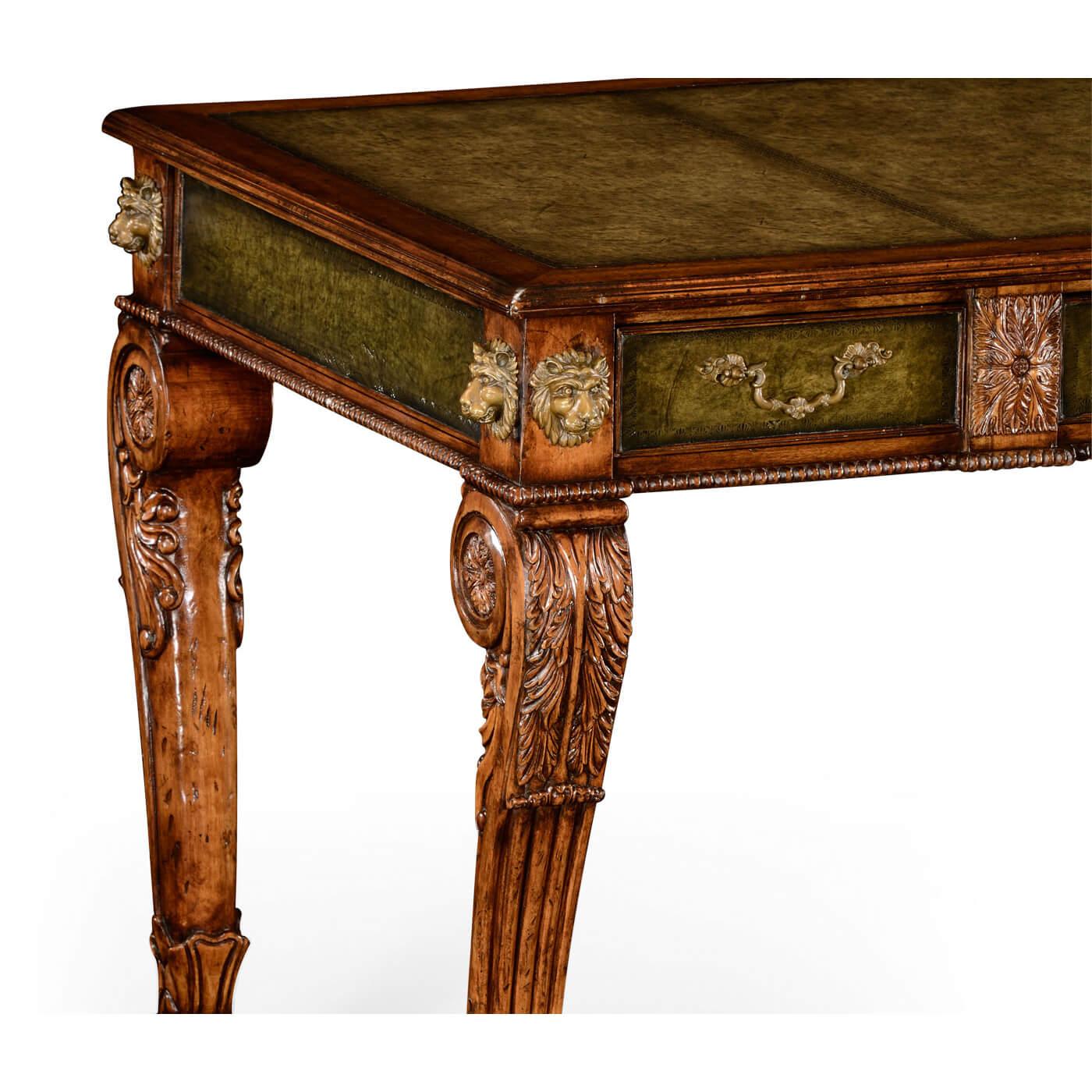 English Regency Mahogany Leather Top Desk
