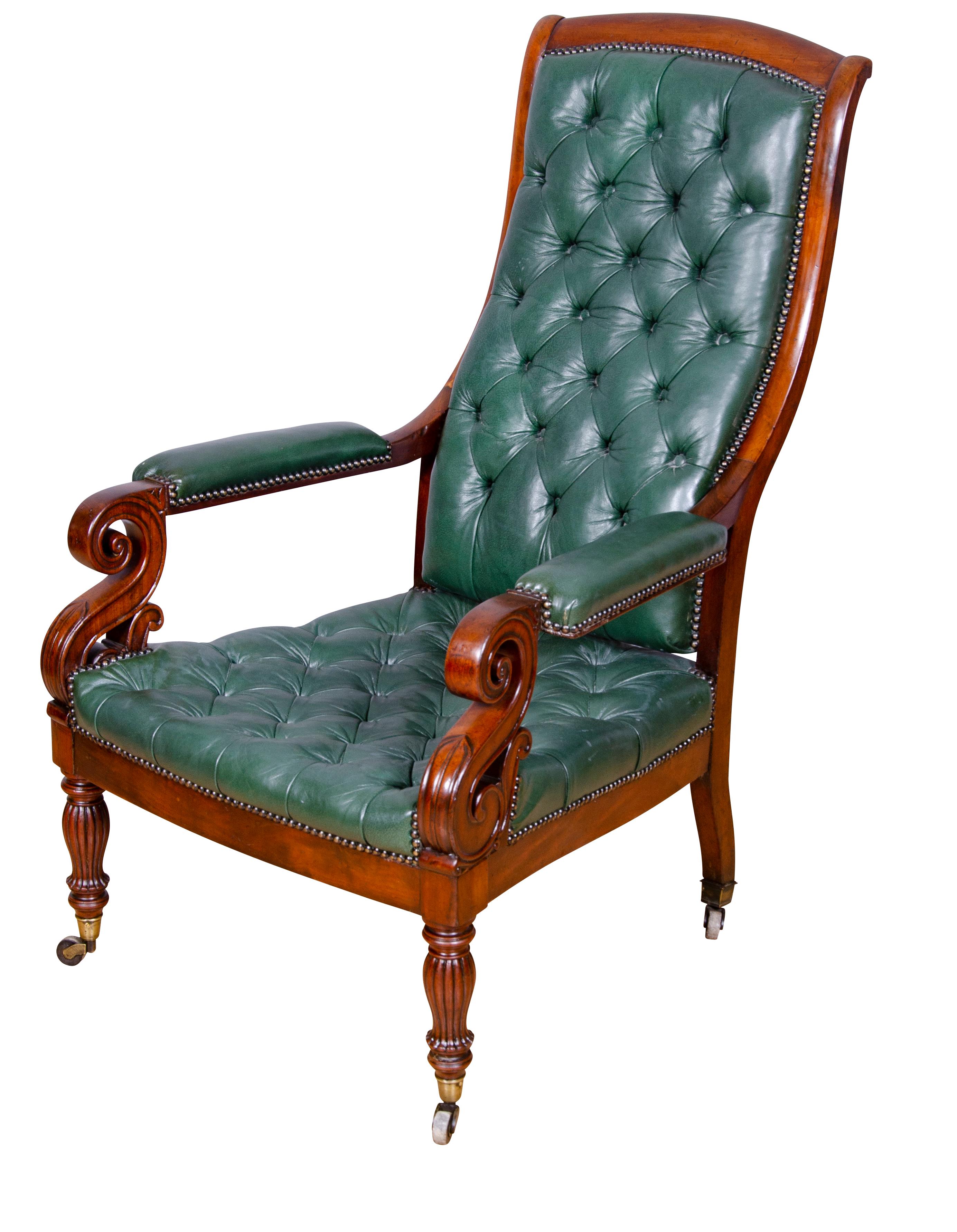 Regency Mahogany Library Armchair In Good Condition In Essex, MA