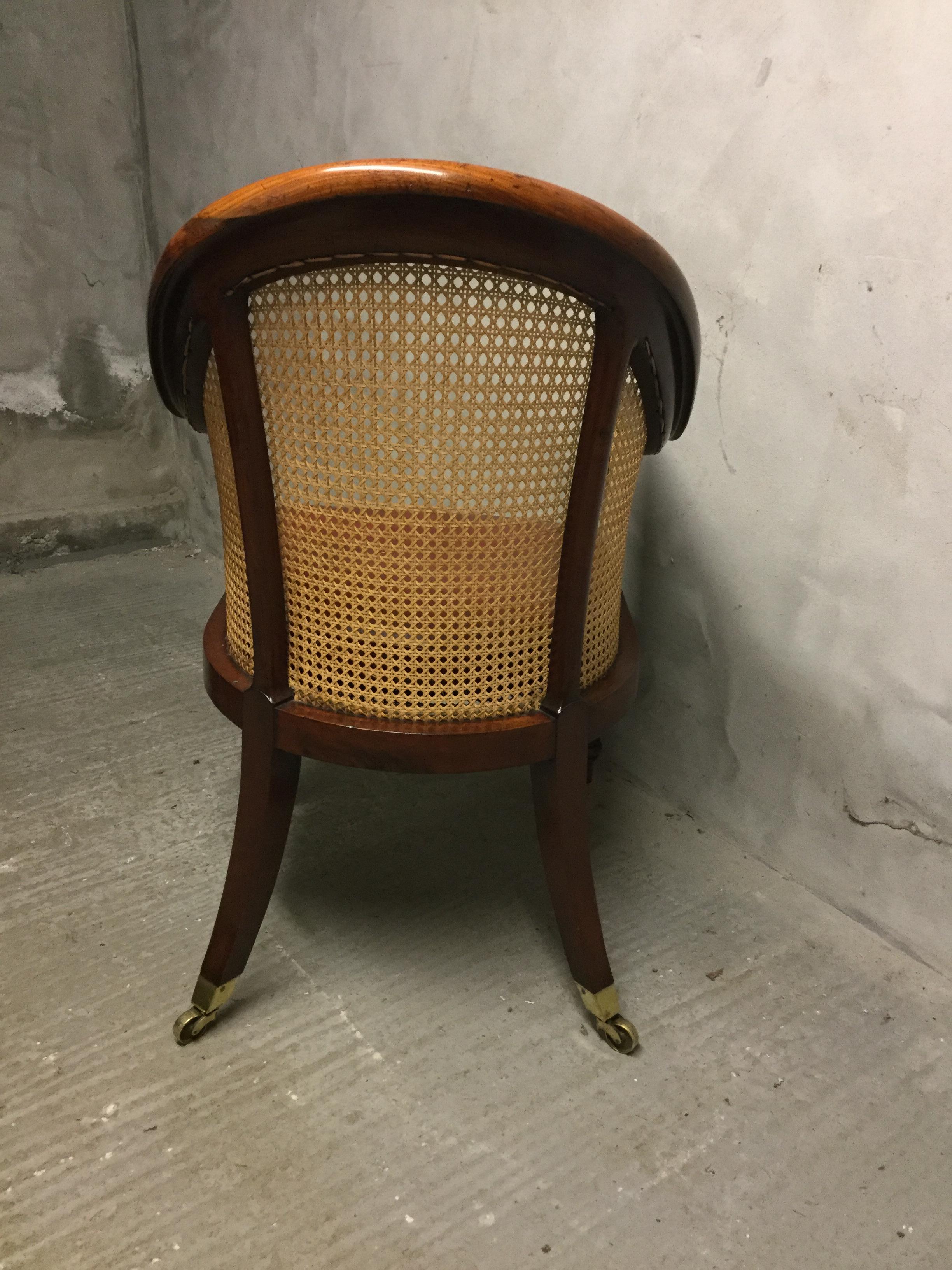 Early 19th Century Regency Mahogany Library Bergere Chair