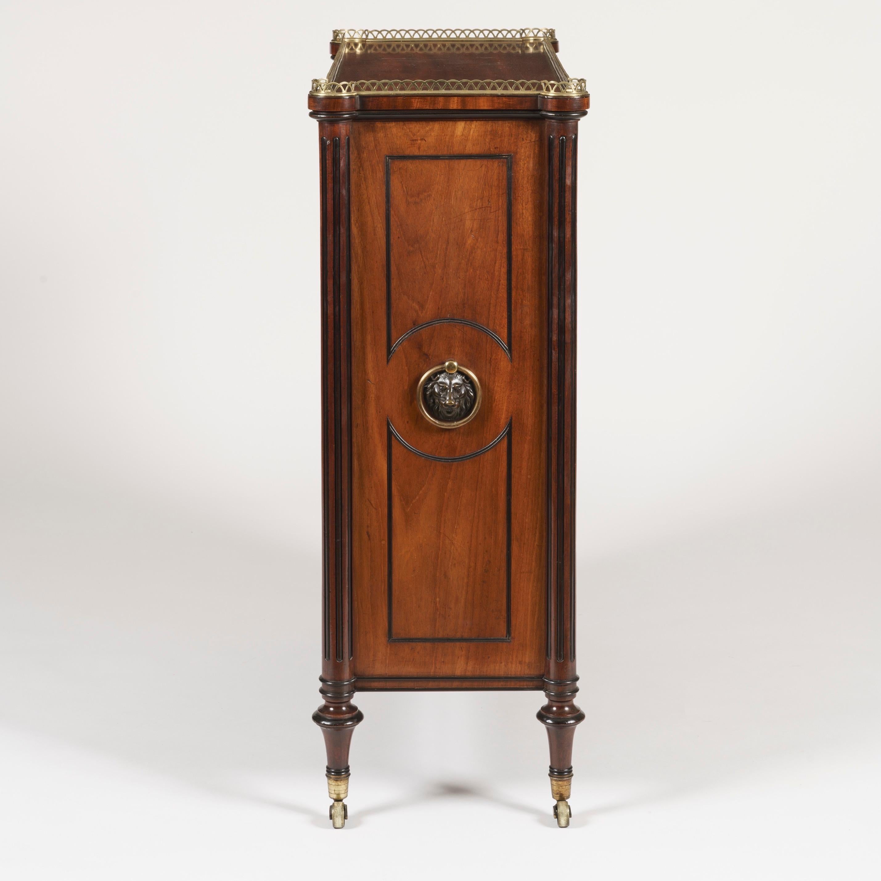 English Regency Mahogany Library Double-Sided Bookcase of Mahogany and Brass