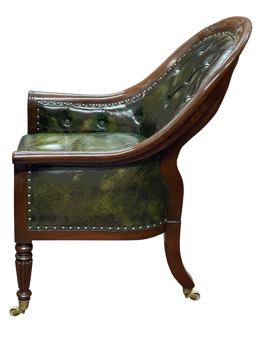 Regency Mahogany Library chair, after Gillows In Good Condition For Sale In Brighton, Sussex