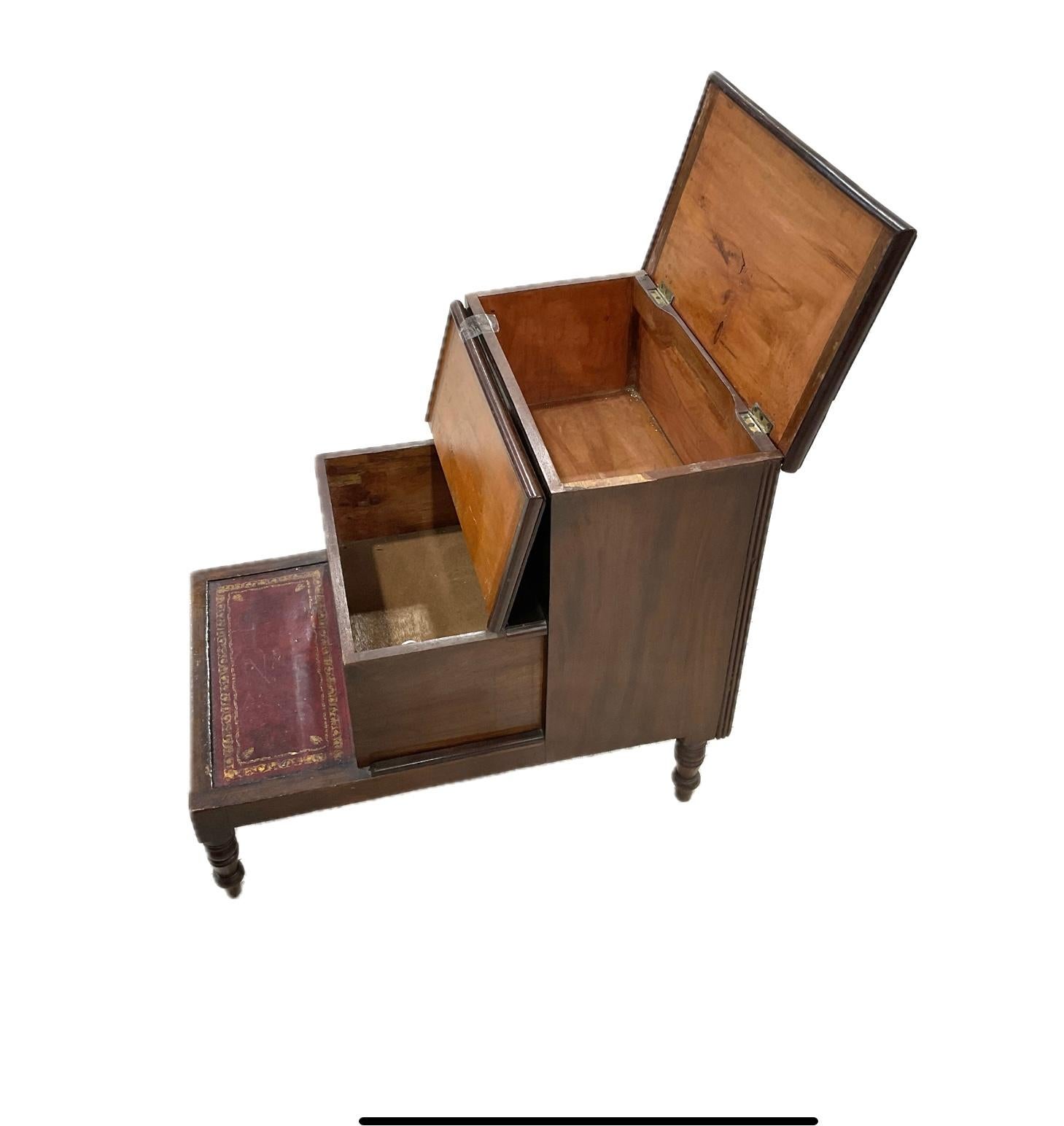 19th Century Regency Mahogany Library or Bedside Steps For Sale
