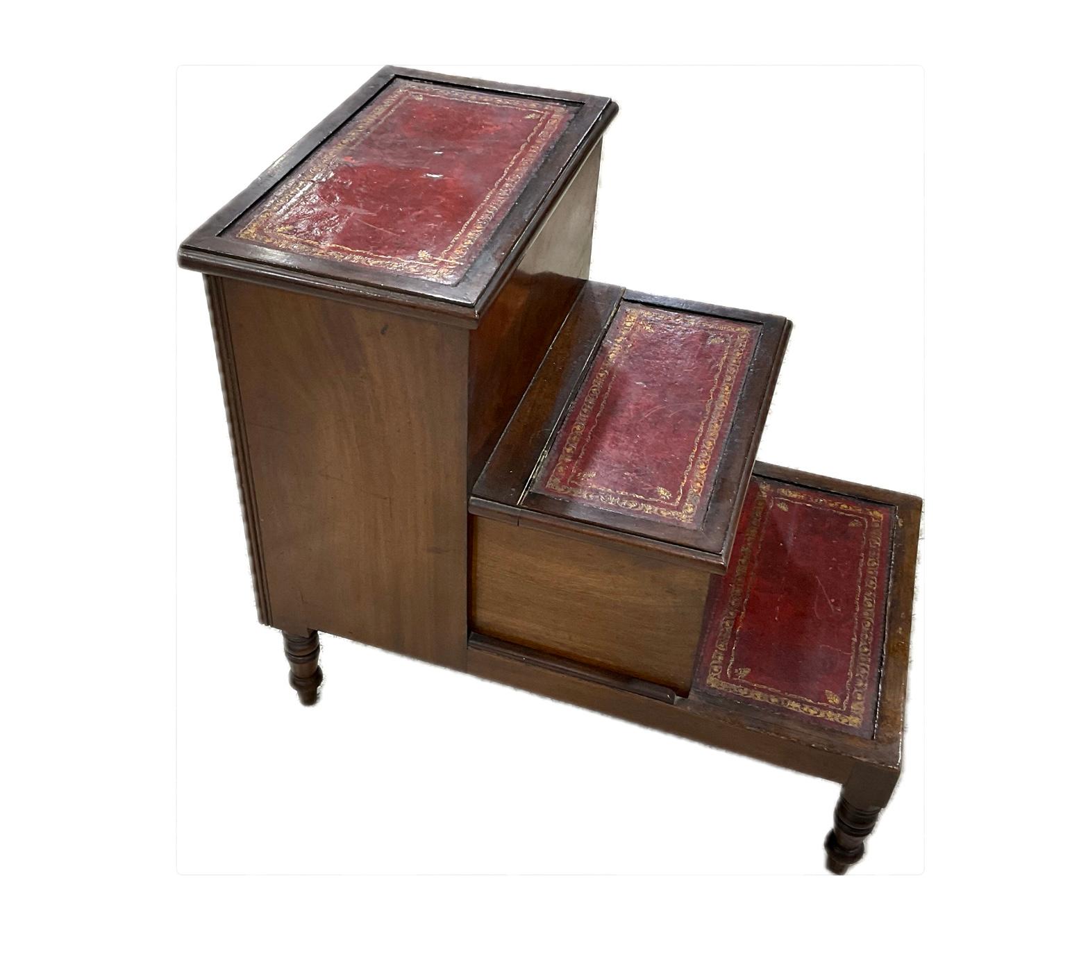 Regency Mahogany Library or Bedside Steps For Sale 1