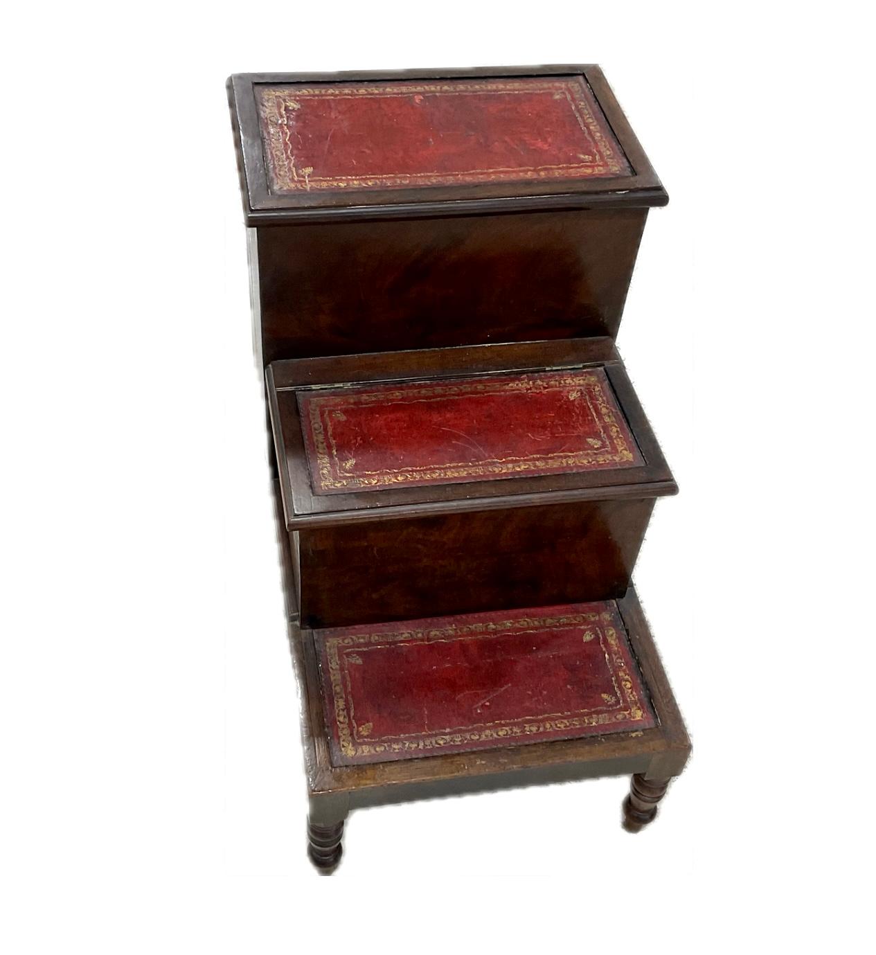 Regency Mahogany Library or Bedside Steps For Sale 2