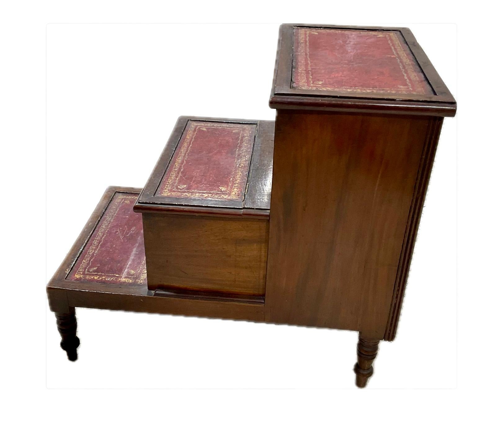 Regency Mahogany Library or Bedside Steps For Sale 3