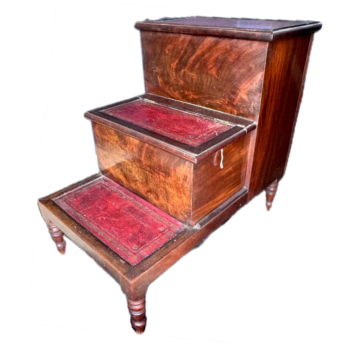Regency Mahogany Library or Bedside Steps For Sale 4