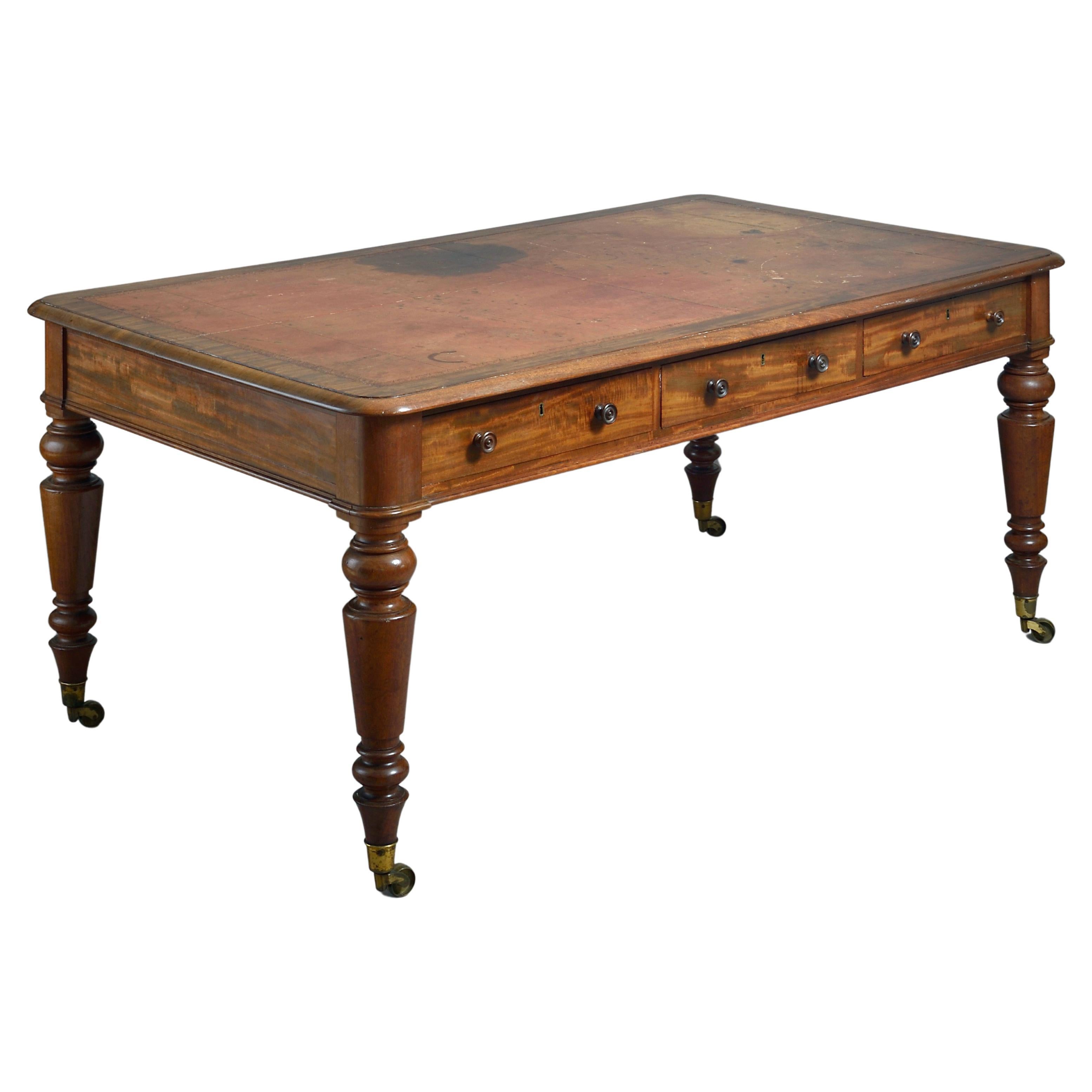 Regency Mahogany Library Table Attributed to Gillows For Sale
