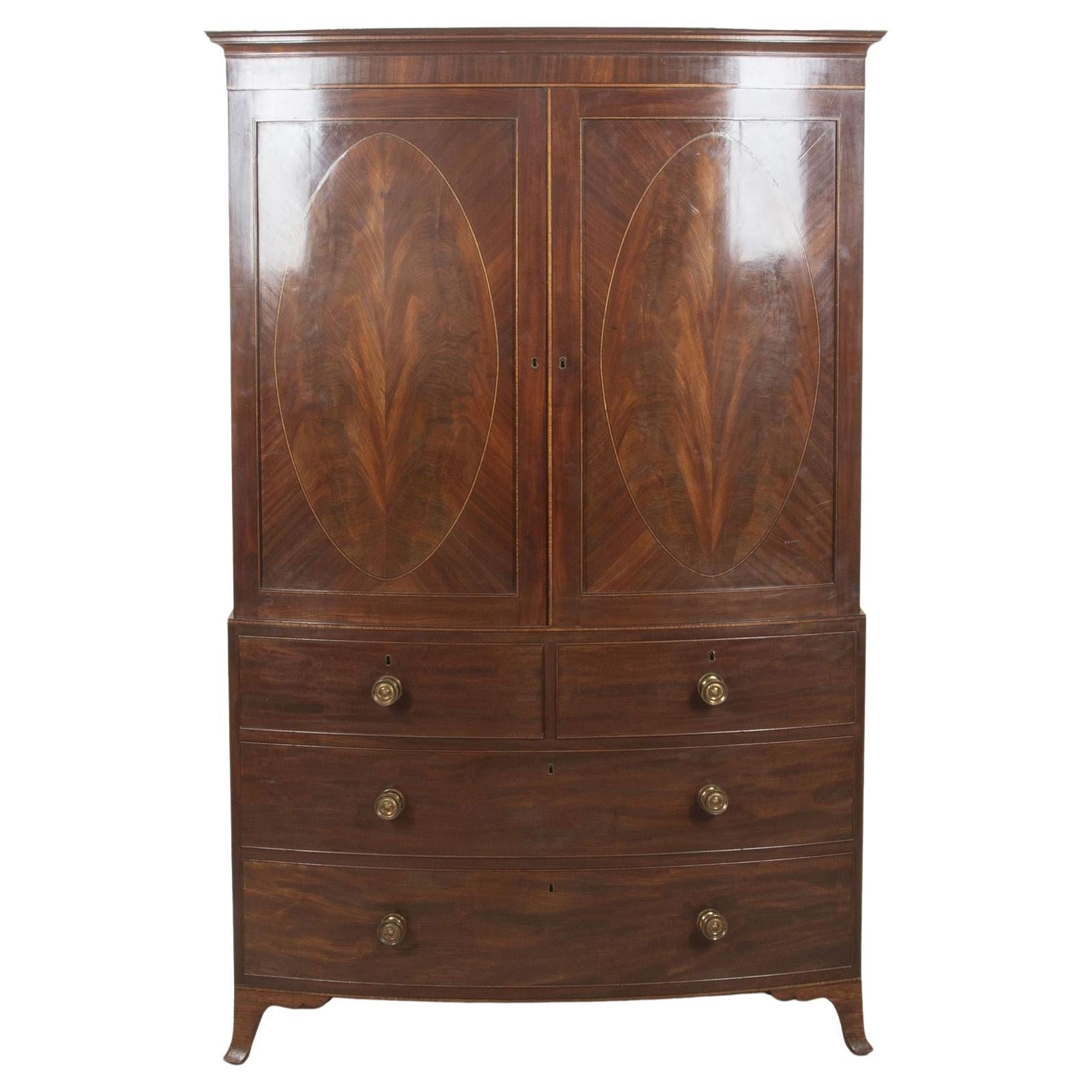 Regency Mahogany Linen Press For Sale