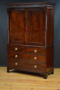Regency Mahogany Linen Press / Two Door Wardrobe