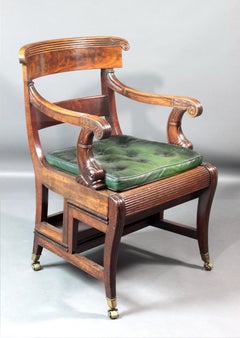 Antique Regency Mahogany Metamorphic Library Chair with the label of Lady Diana Cooper