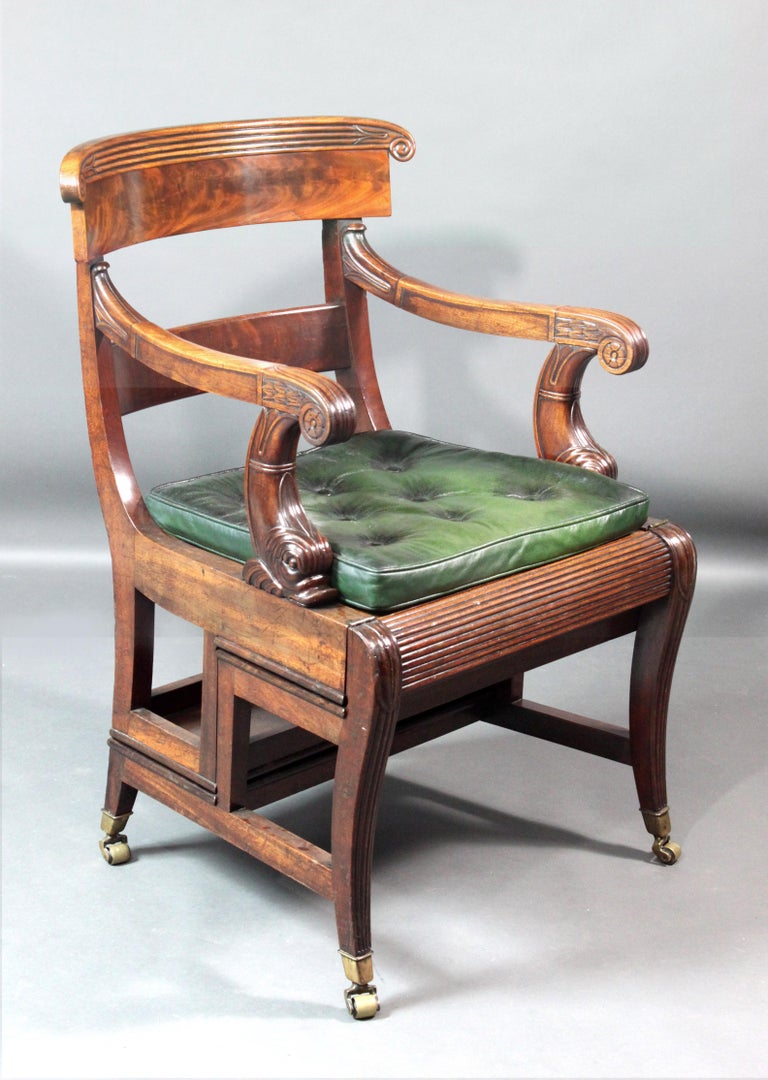 Regency Mahogany Metamorphic Library Chair With The Label Of Lady Diana Cooper For Sale At 1stdibs