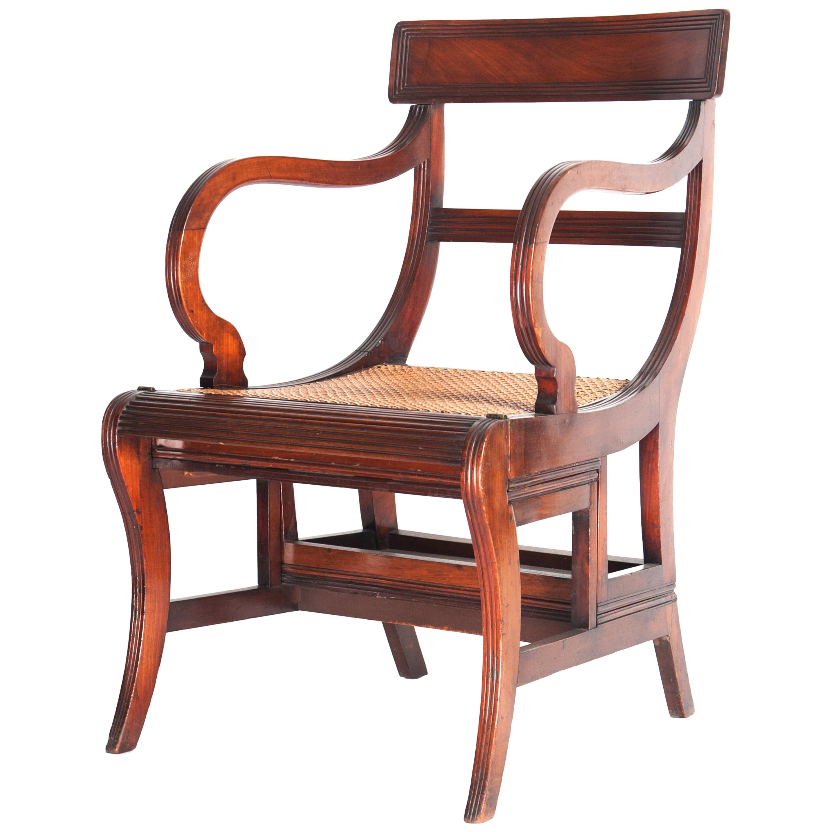 Regency Mahogany Metamorphic Library Chair or Steps For Sale
