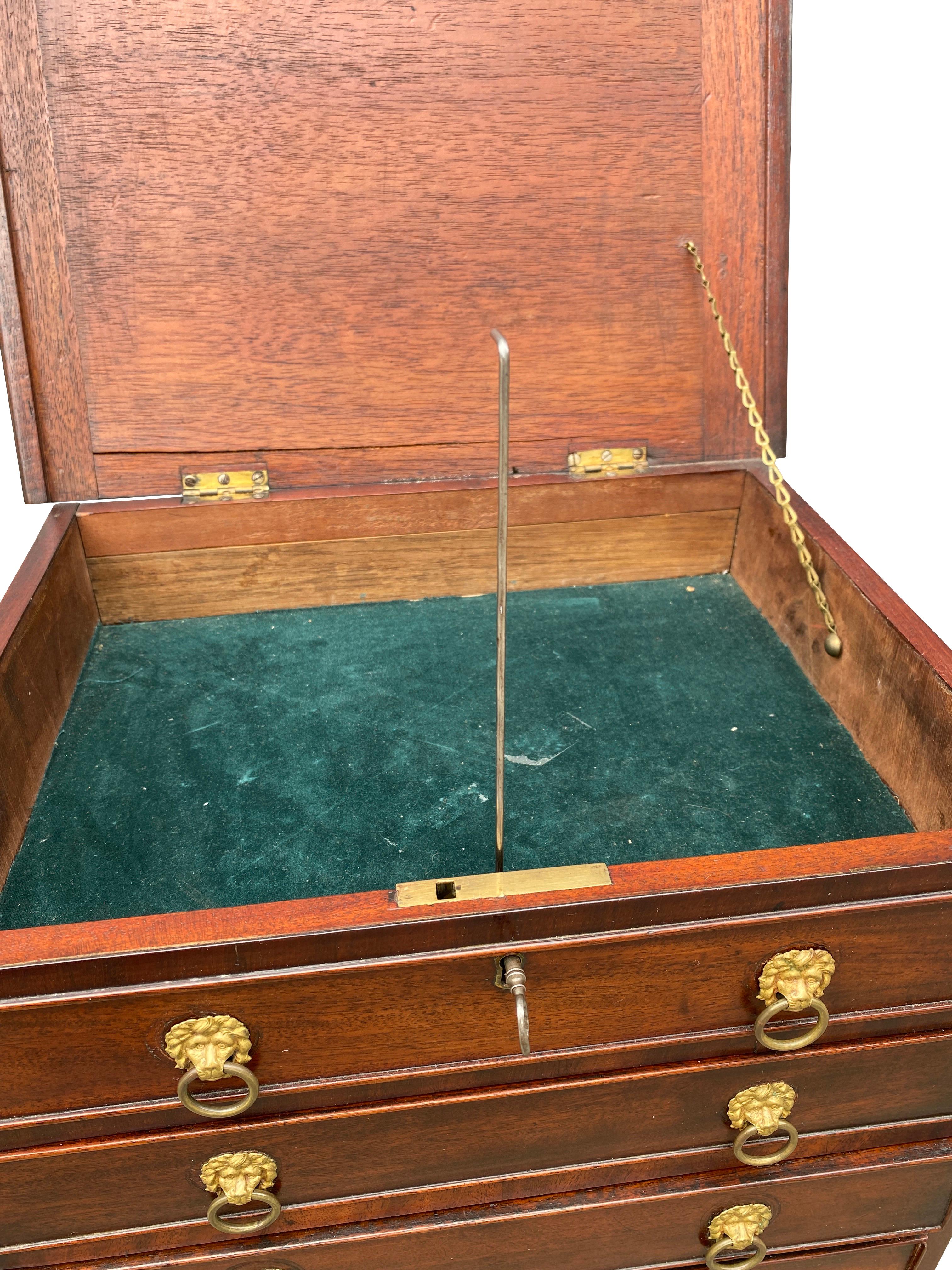 Regency Mahogany Miniature Jewelry Chest 6