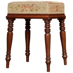 Antique Regency Mahogany Needlepoint Stool