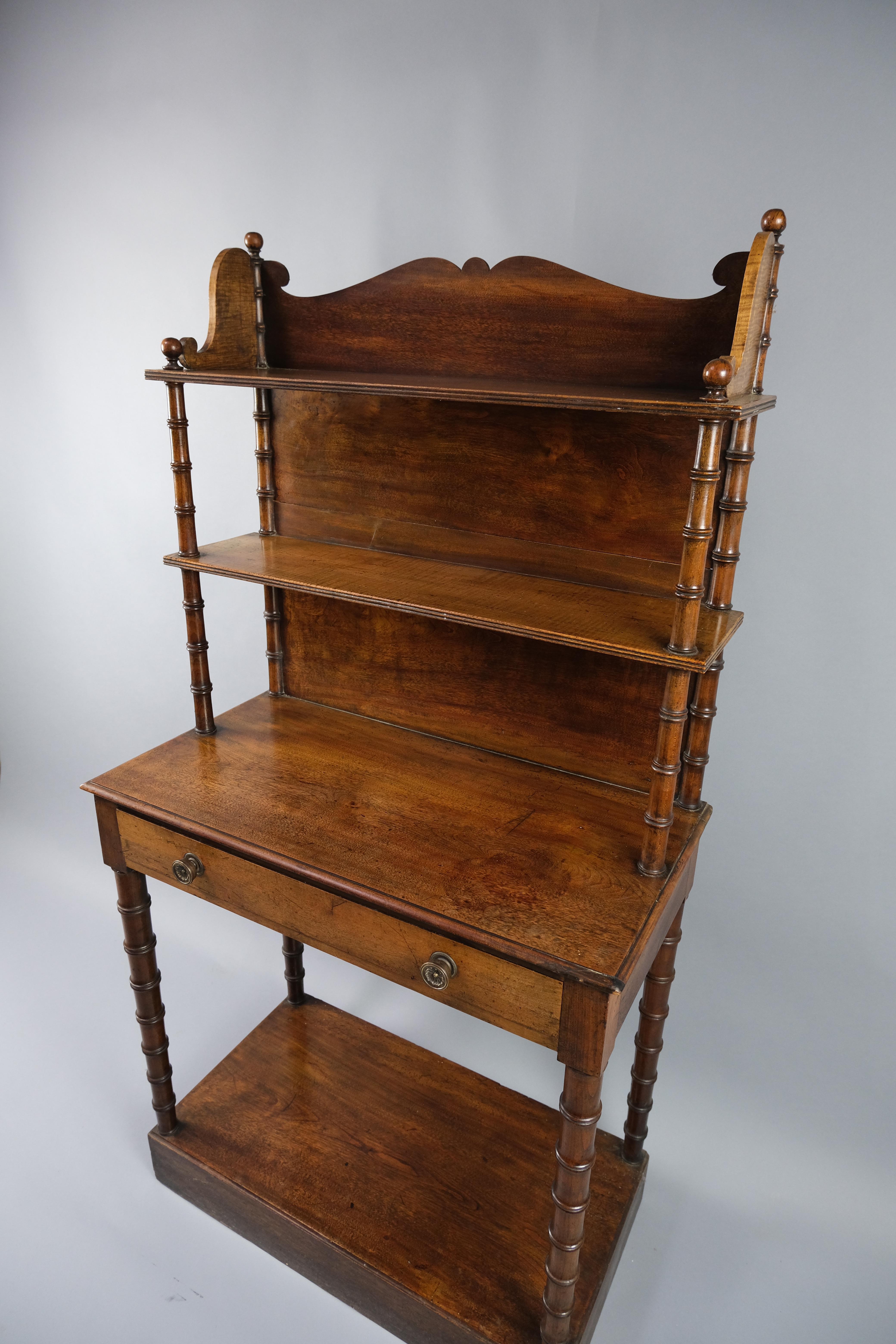 Turned Regency Mahogany Open Bookcase For Sale