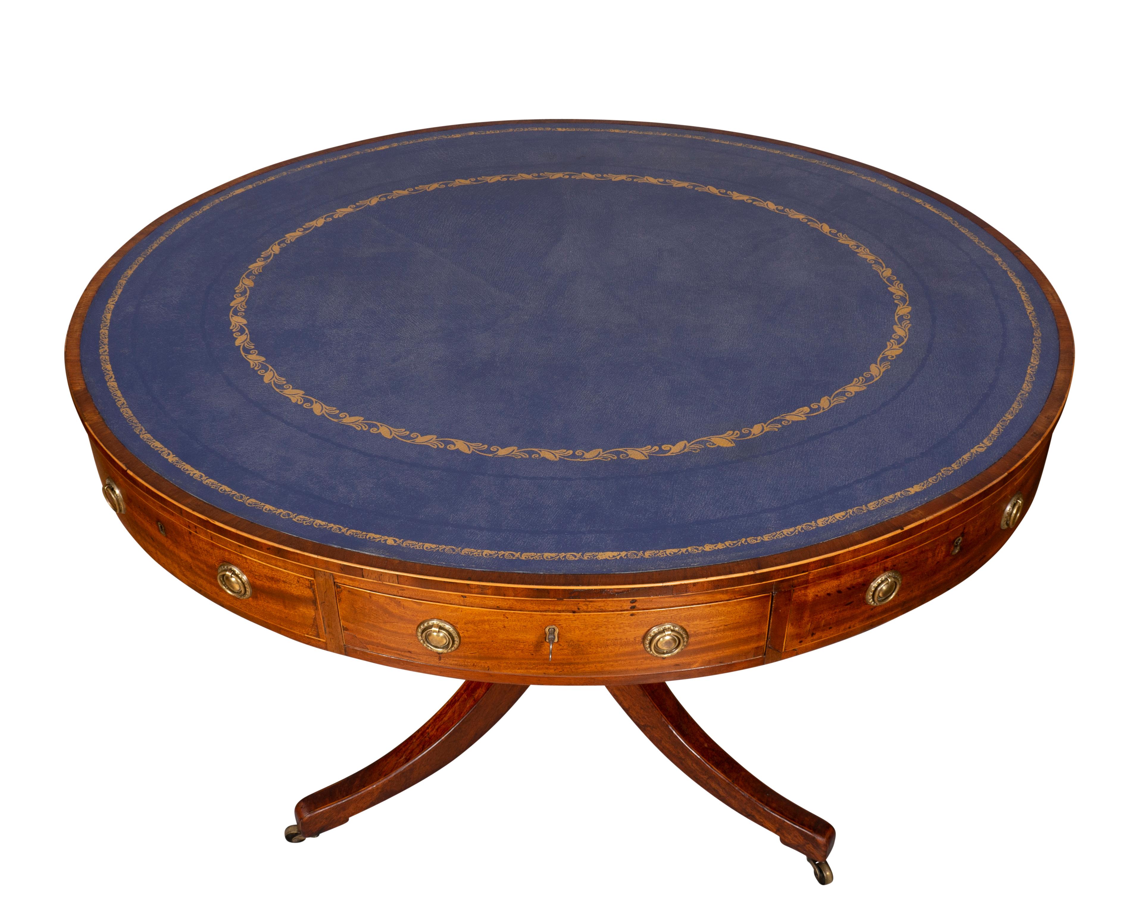 English Regency Mahogany Oval Drum Table