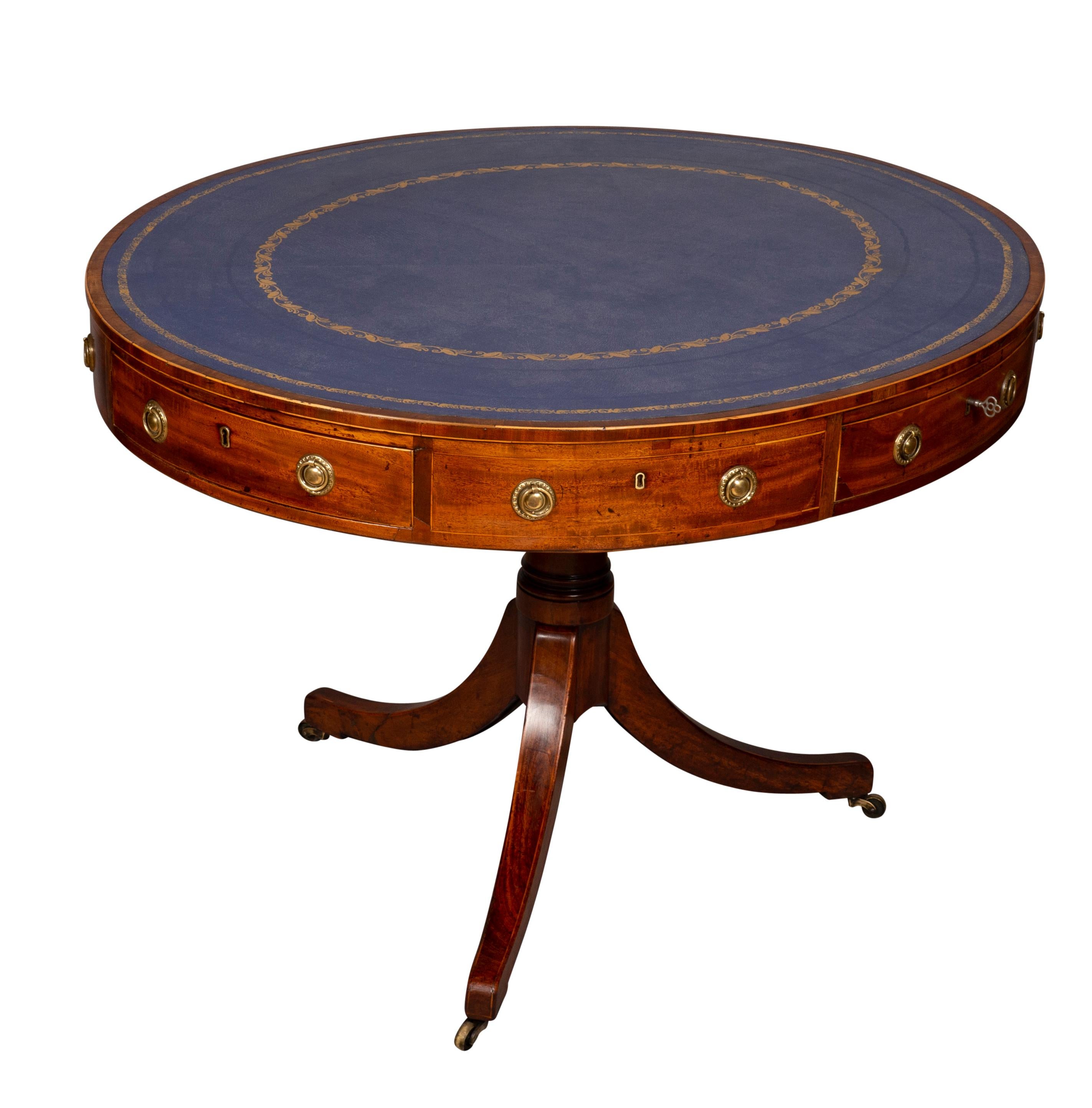 Regency Mahogany Oval Drum Table In Good Condition In Essex, MA