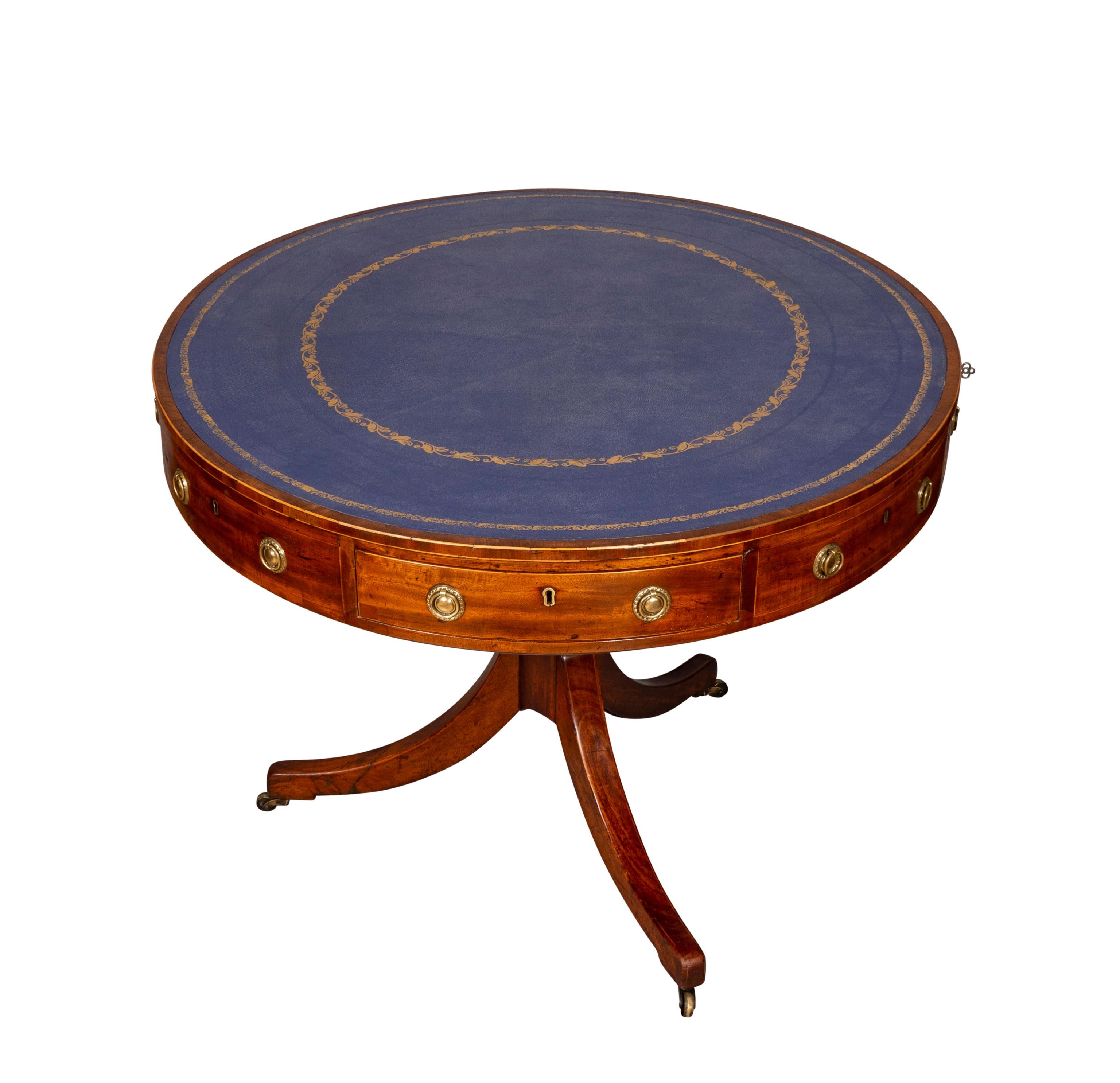 Early 19th Century Regency Mahogany Oval Drum Table