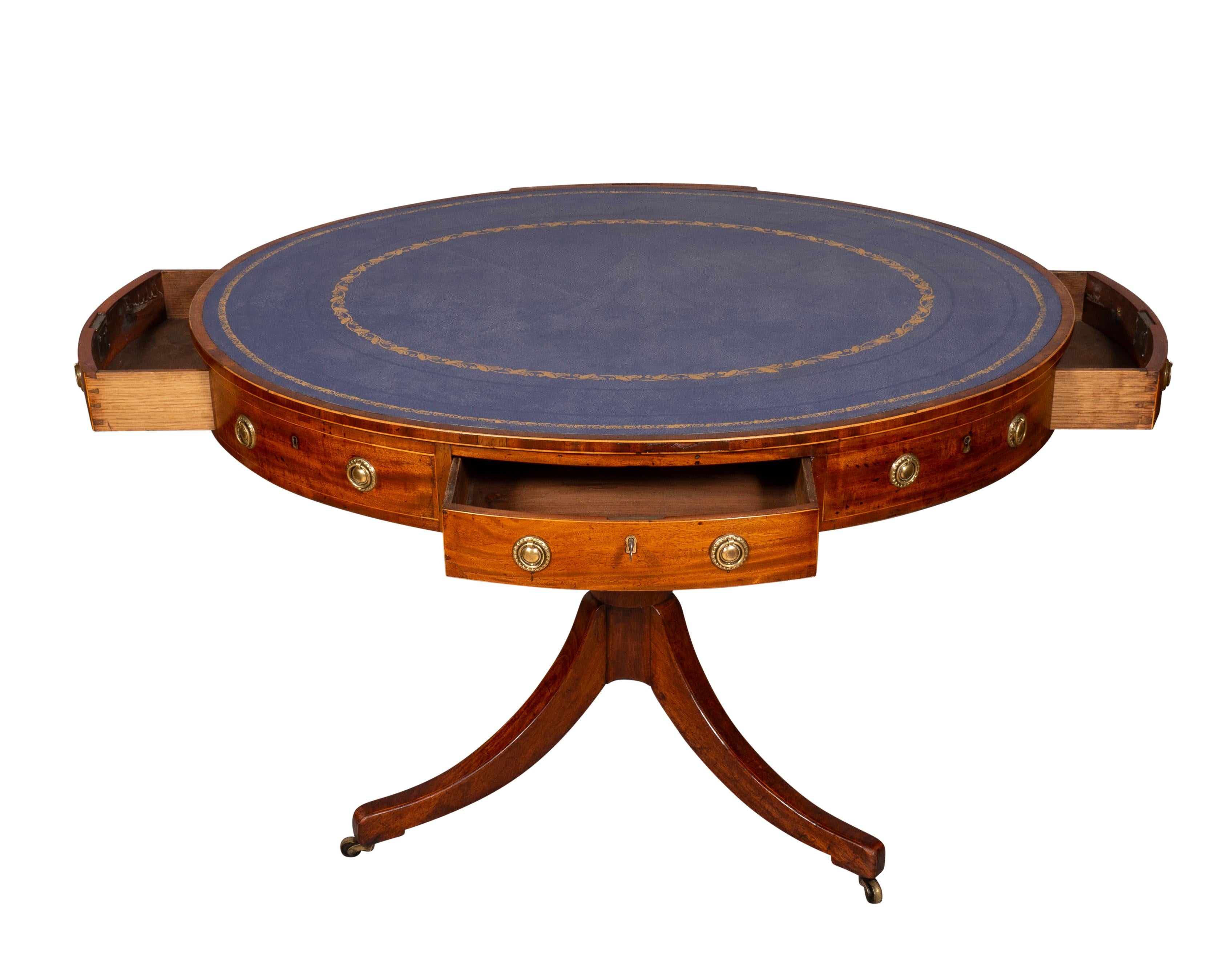 Regency Mahogany Oval Drum Table 1