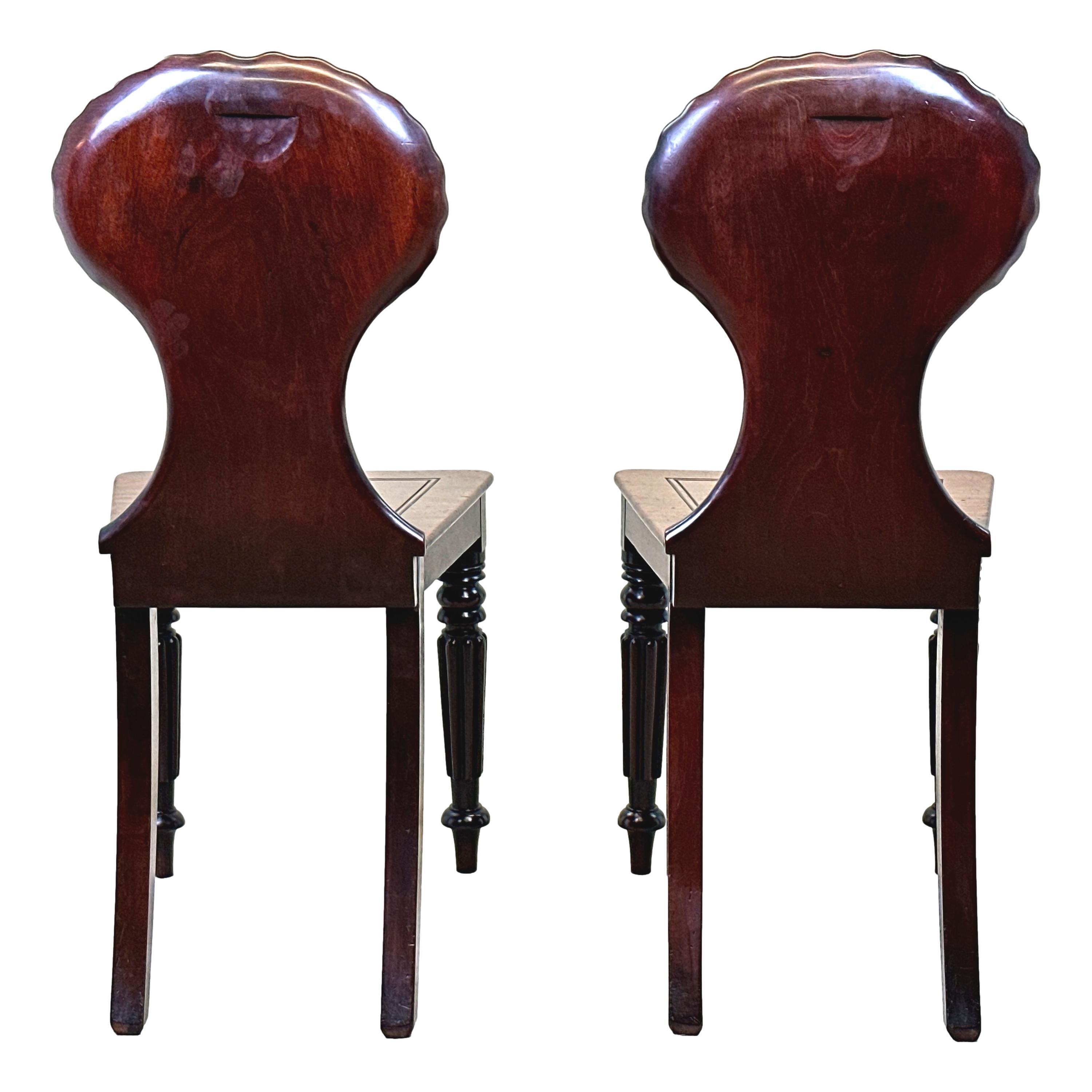 Regency Mahogany Pair Of Hall Chairs 1