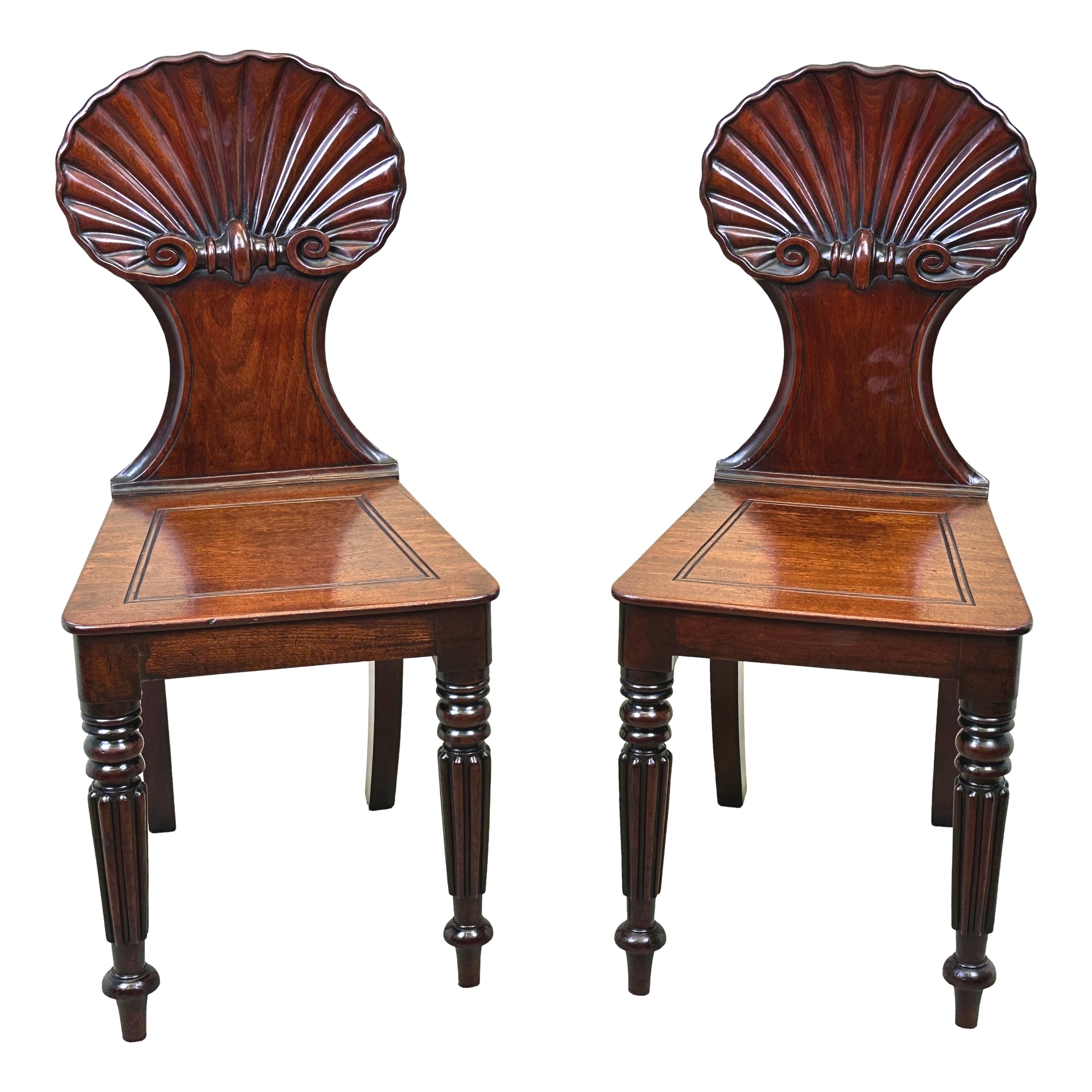 Regency Mahogany Pair Of Hall Chairs 4