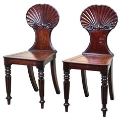 Antique Regency Mahogany Pair Of Hall Chairs