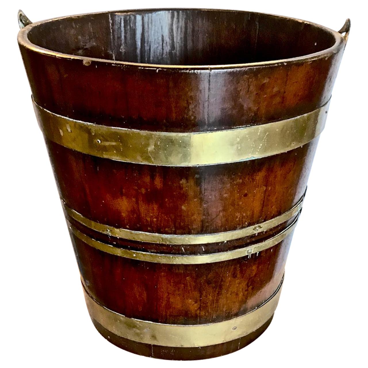 English Brass Bound Peat Bucket