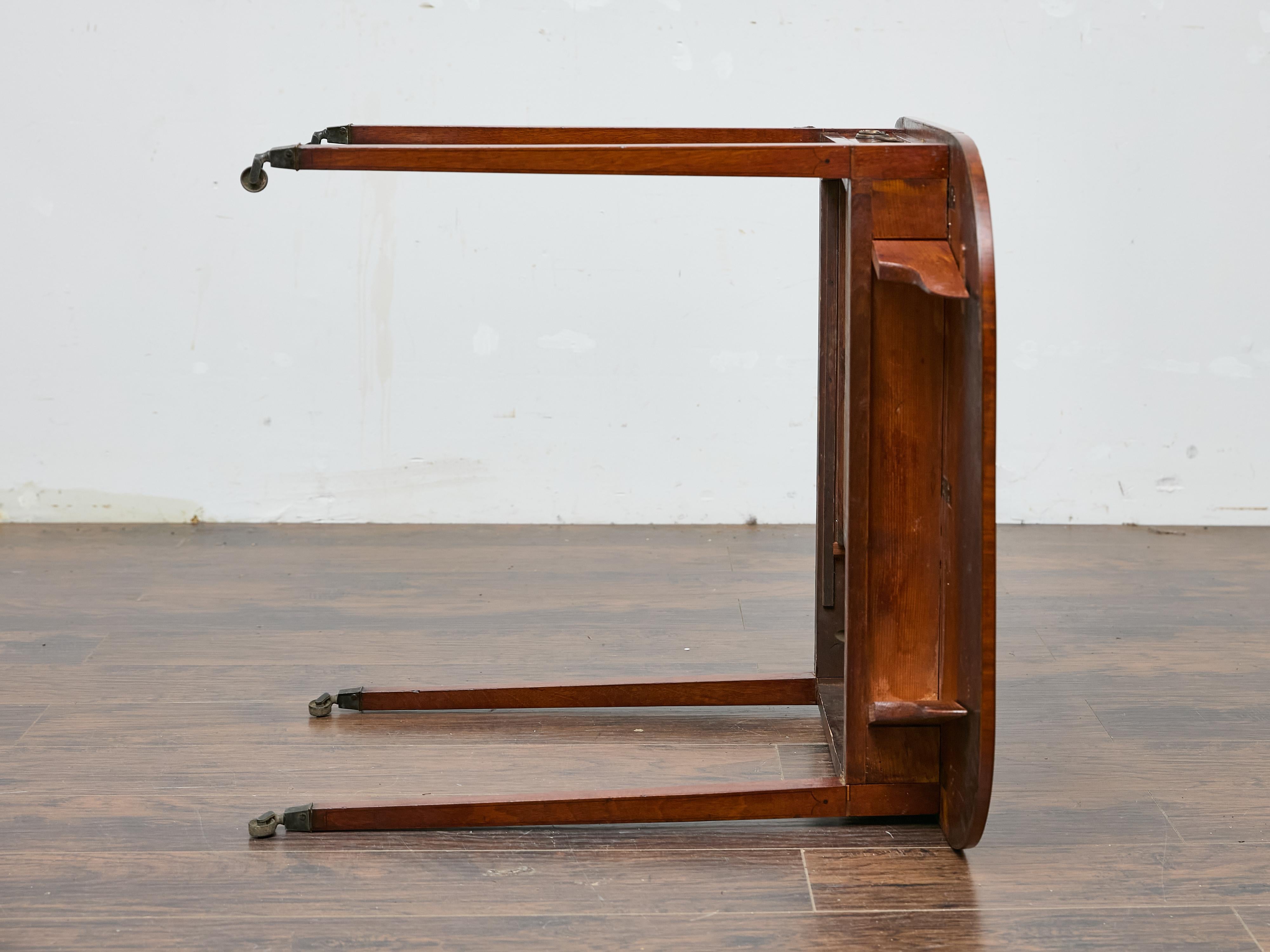 Regency Mahogany Pembroke Table with Satinwood Inlay and Casters For Sale 7